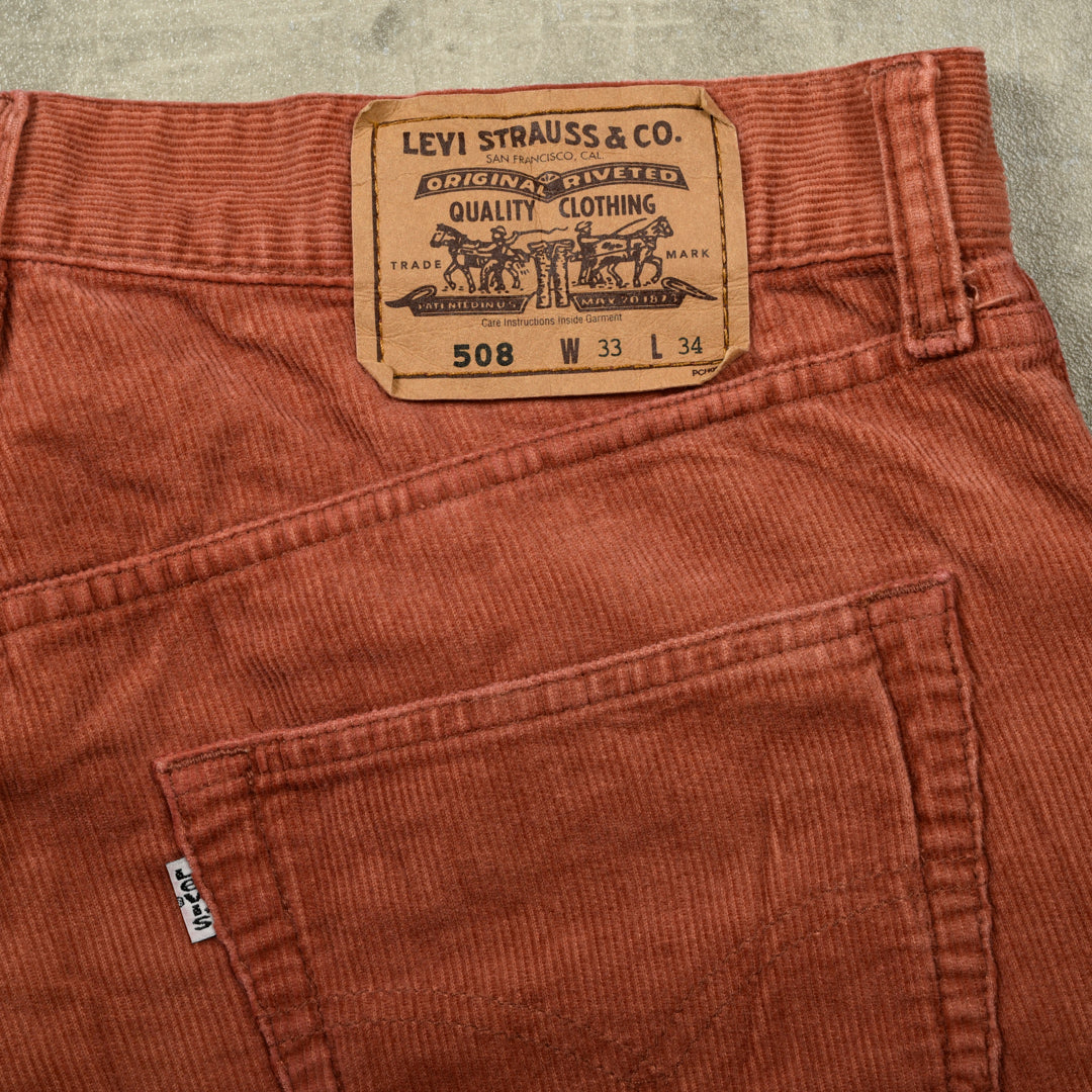 LEVIS 508 VELVET CORDUROY TROUSERS ORANGE -  33