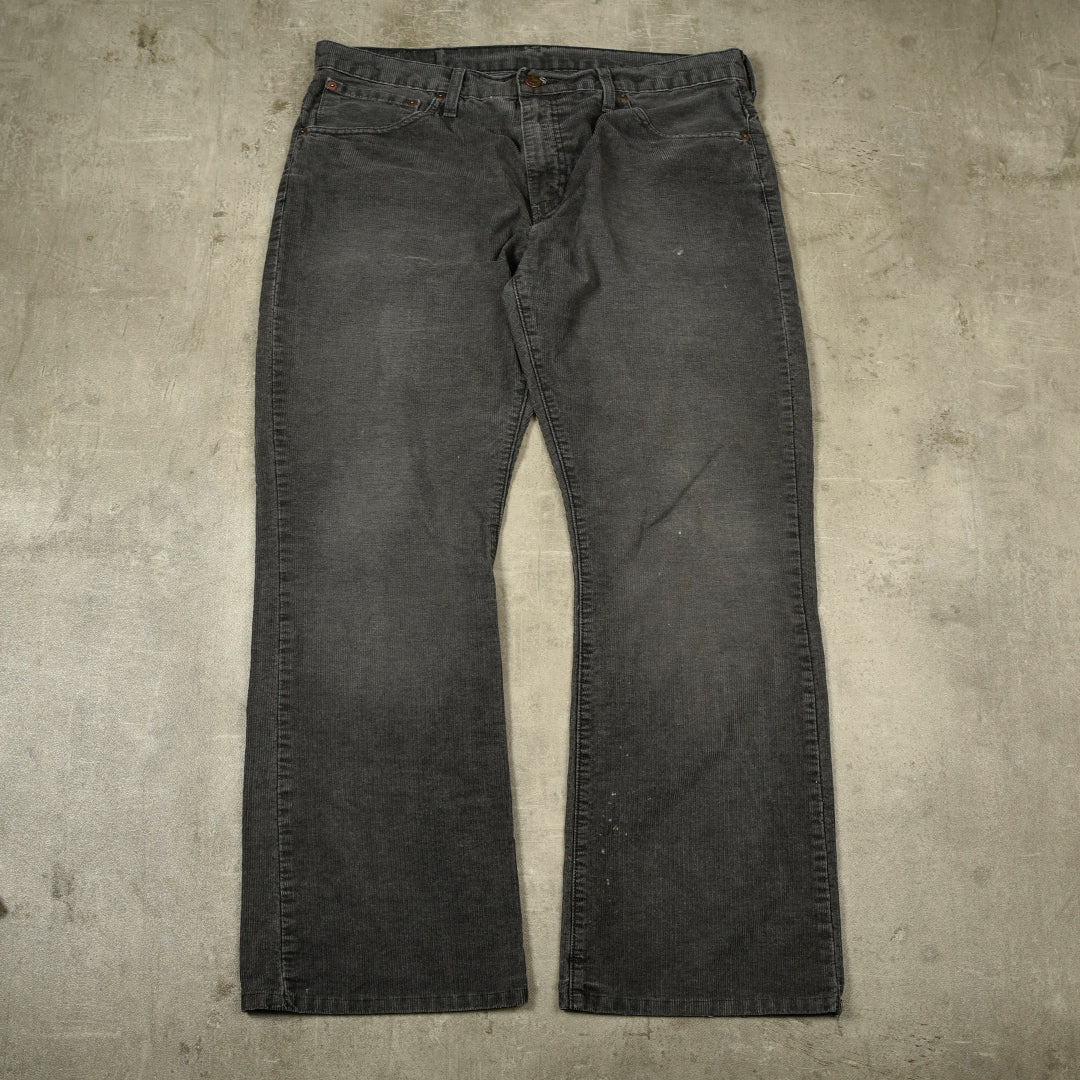 LEVIS 507  VELVET CORDUROY TROUSERS BLACK BOOTCUT -34