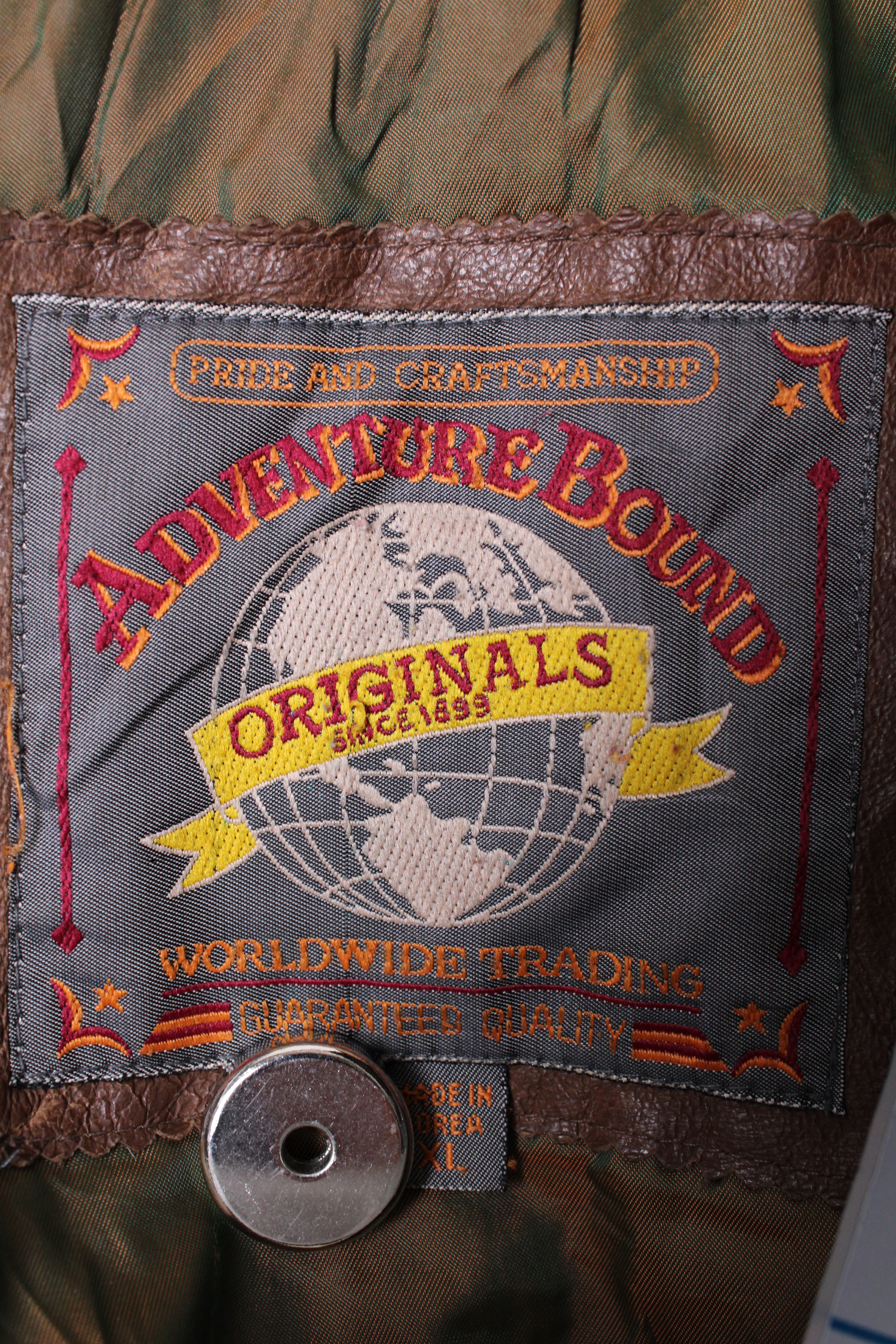 VINTAGE LEATHER BOMBER JACKET BROWN - XL