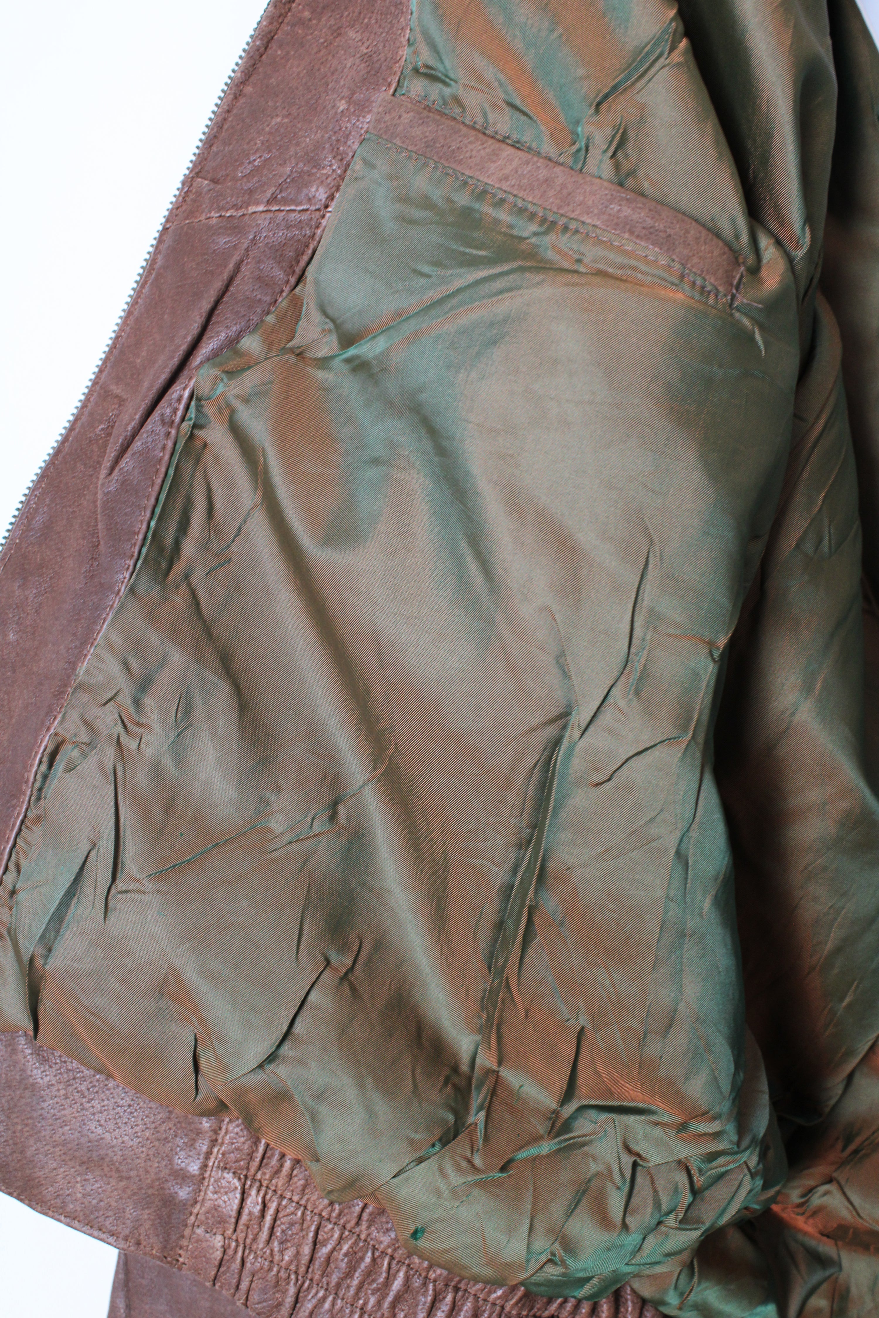 VINTAGE LEATHER BOMBER JACKET BROWN - XL