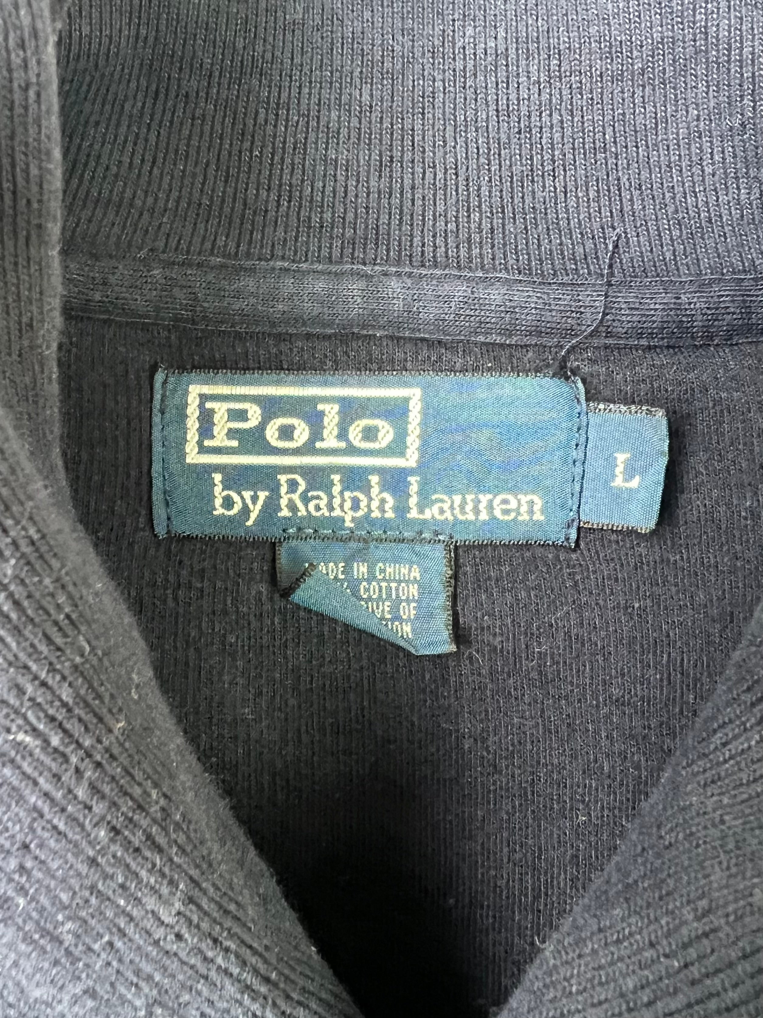 RALPH LAUREN COTTON SWEATER SHAWL COLLAR NAVY BLUE - L