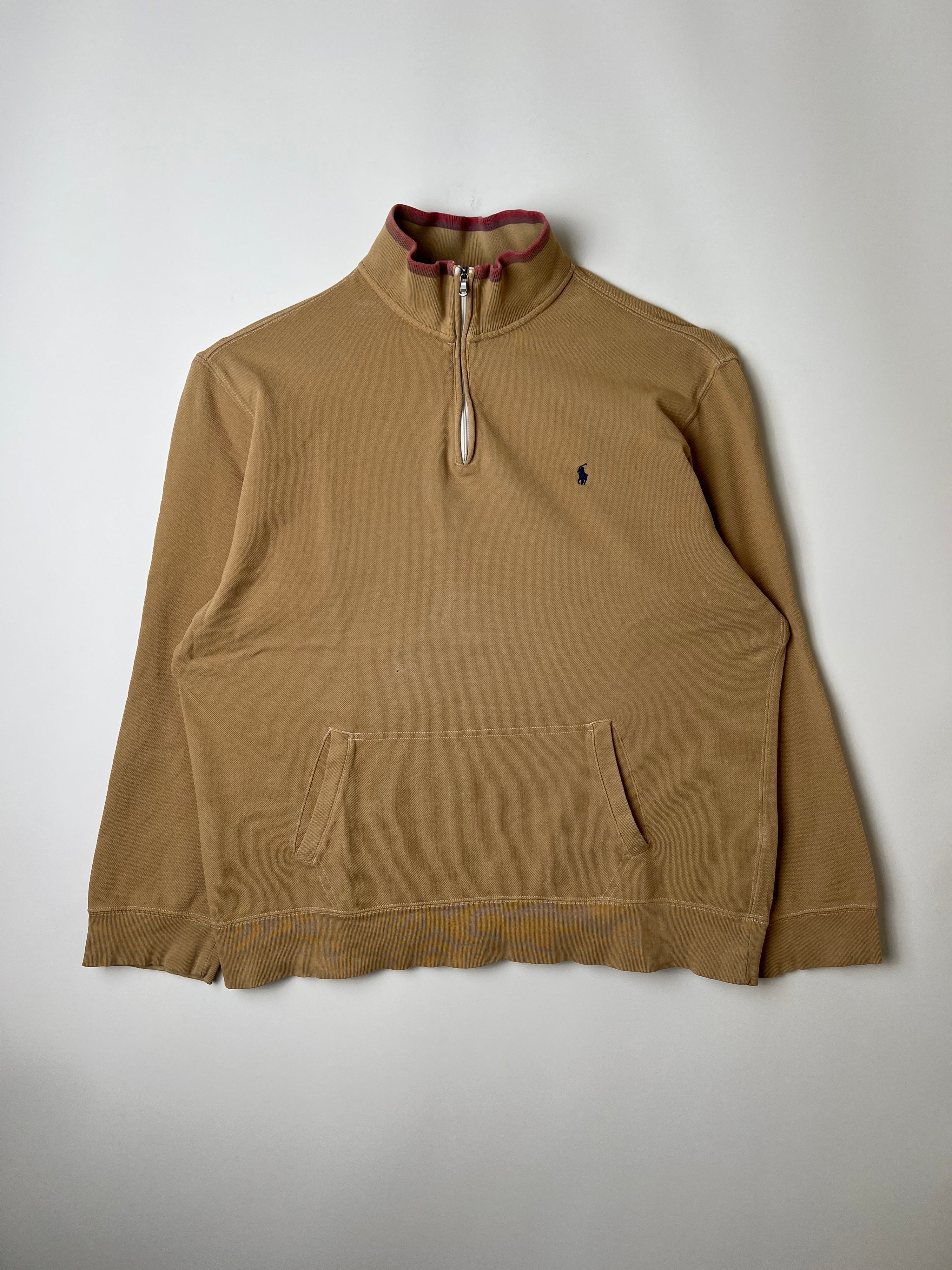 RALPH LAUREN QUARTER ZIP SWEATER BEIGE - XL