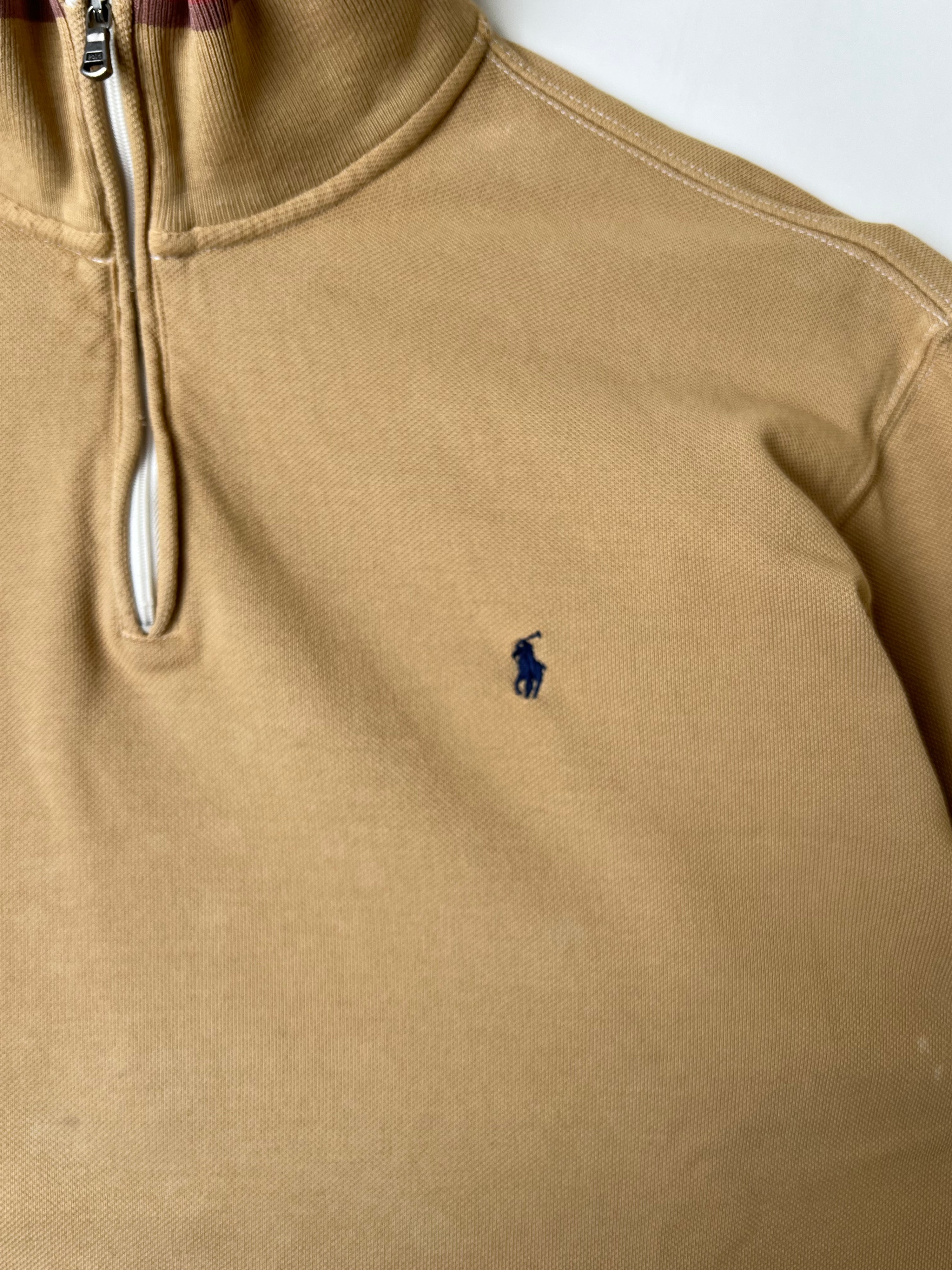 RALPH LAUREN QUARTER ZIP SWEATER BEIGE - XL