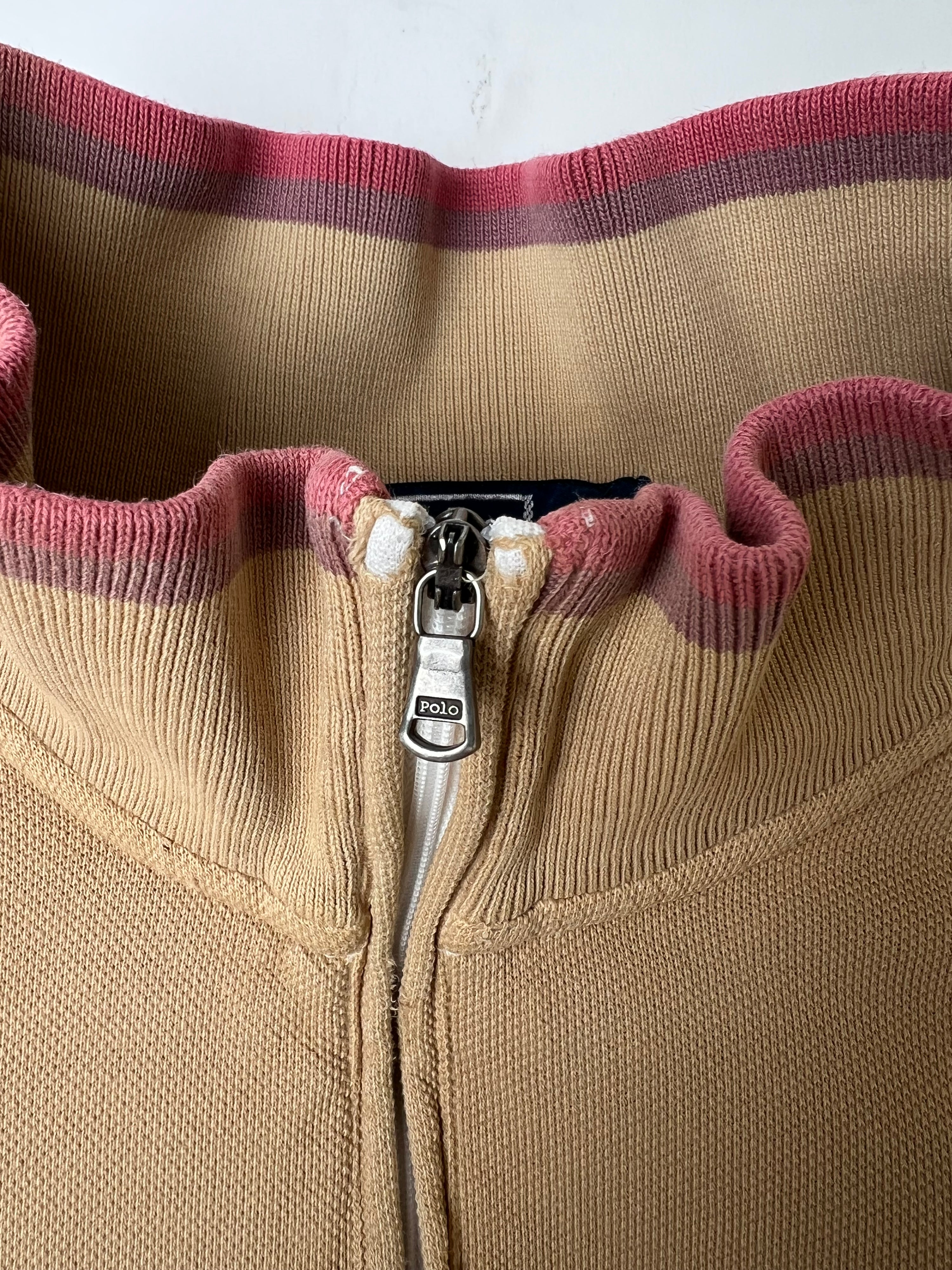 RALPH LAUREN QUARTER ZIP SWEATER BEIGE - XL