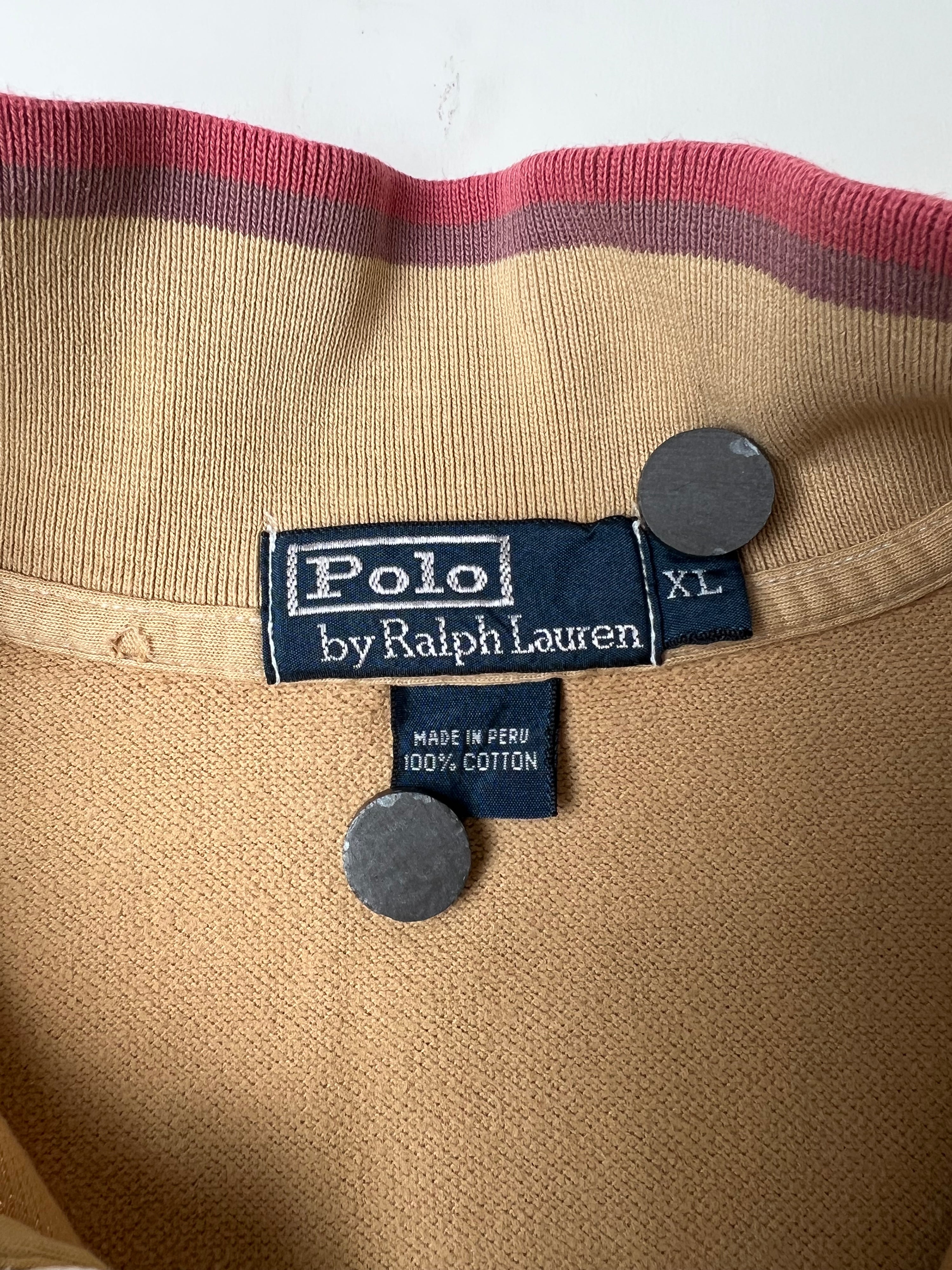 RALPH LAUREN QUARTER ZIP SWEATER BEIGE - XL