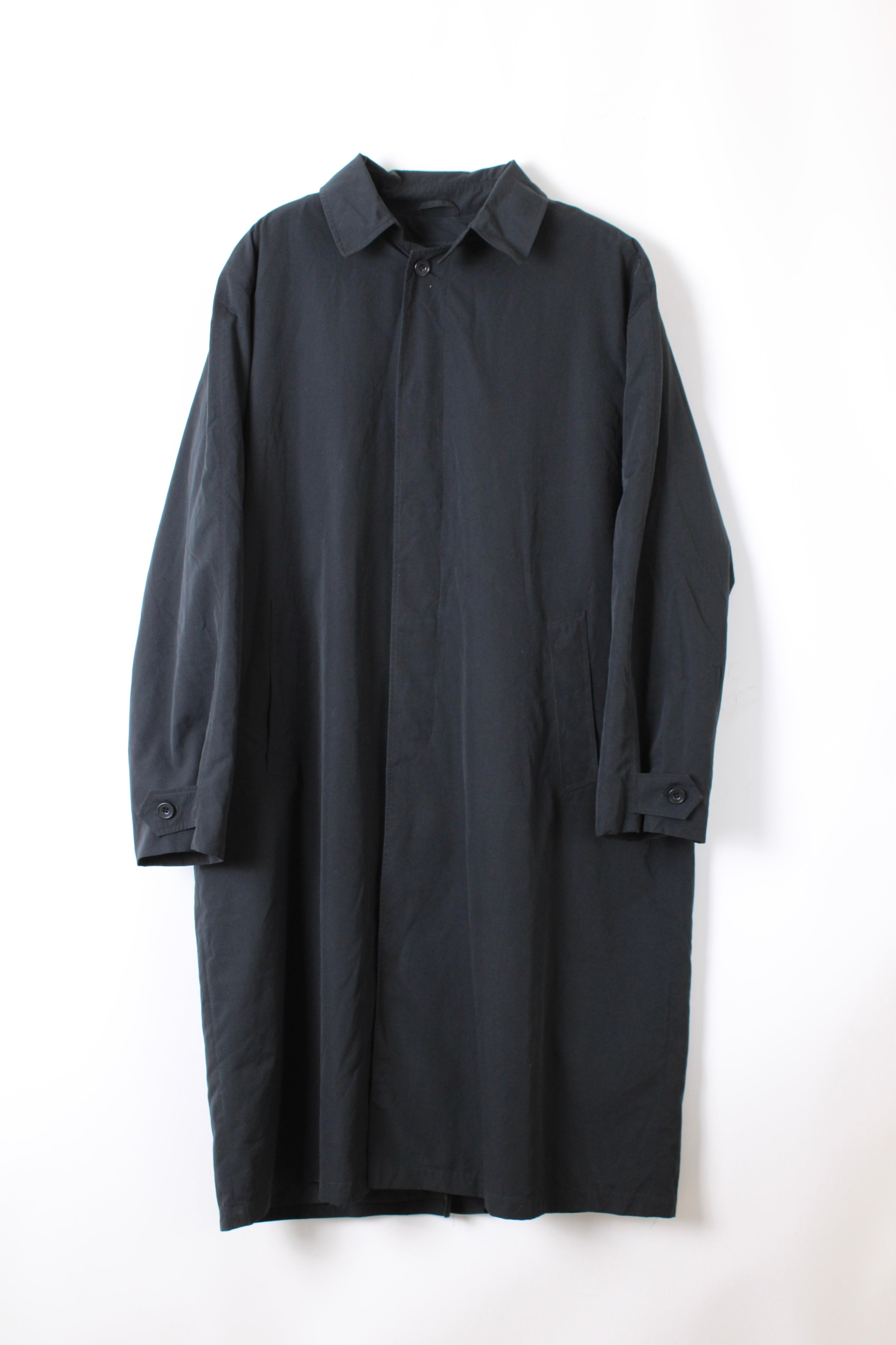 LL BEAN VINTAGE TRENCH COAT BLACK WOOL LINING - XL/XXL