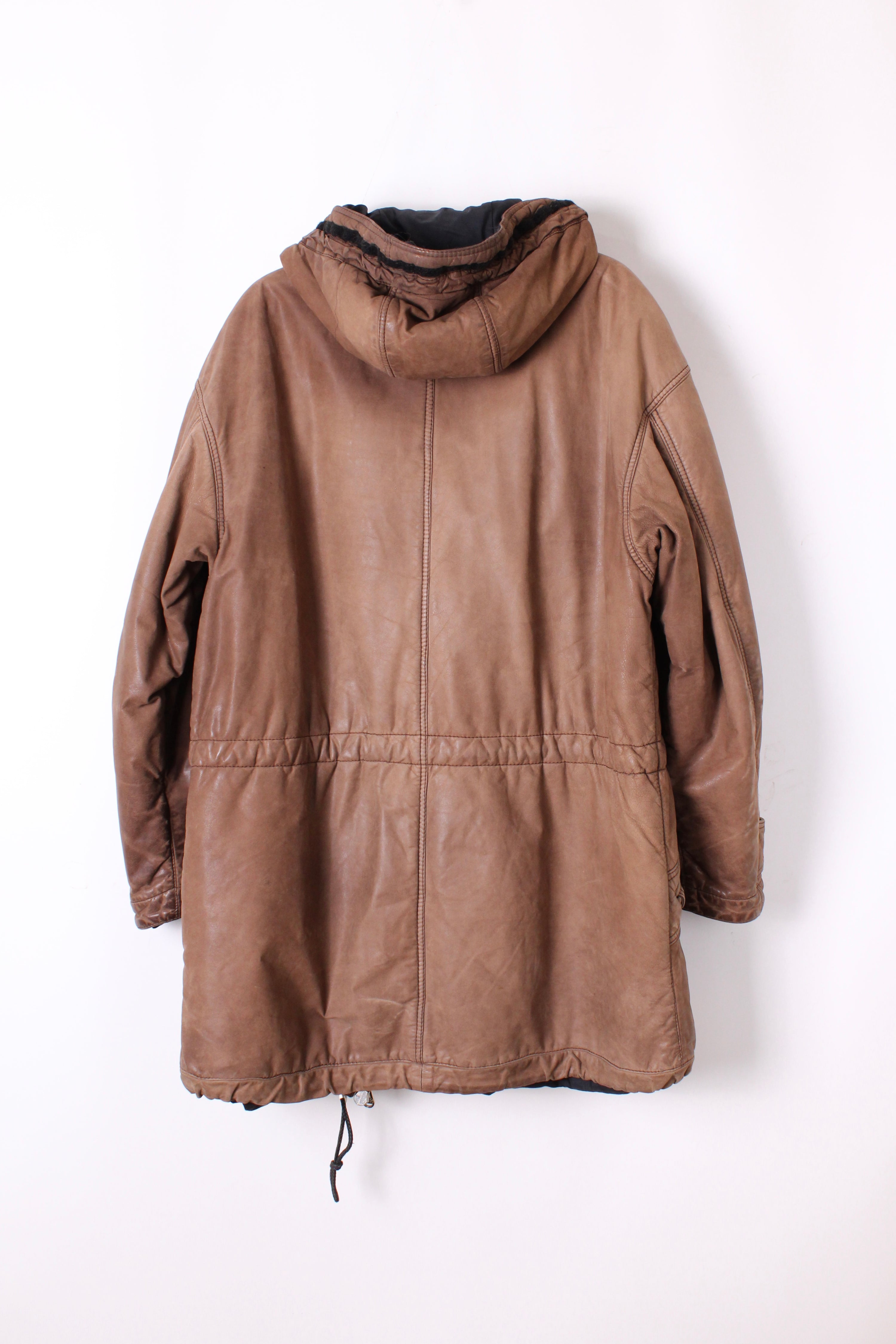 VINTAGE PARKA LEATHER JACKET BROWN  -  XL