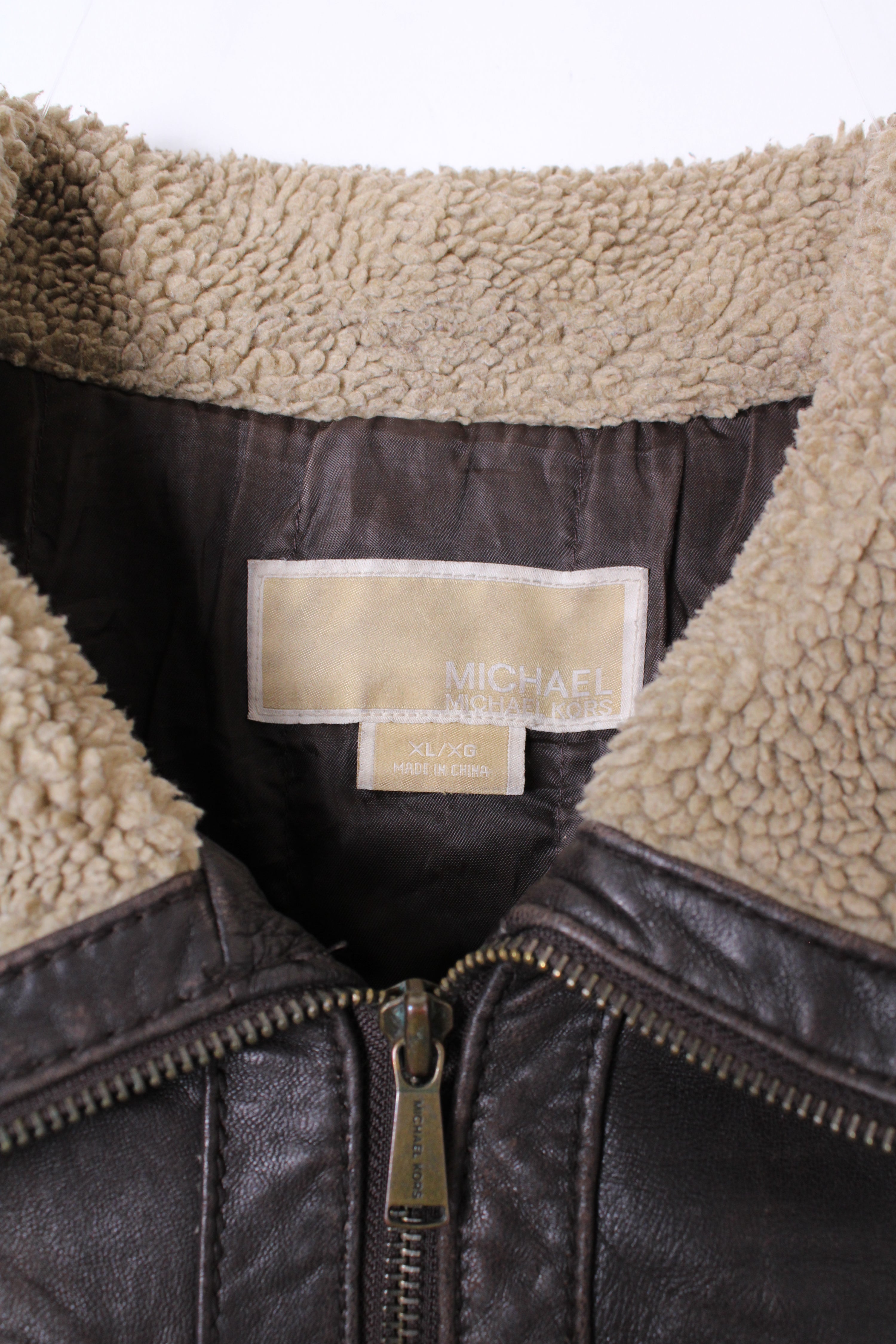 MICHAEL KORS LEATHER JACKET BROWN -  S/M