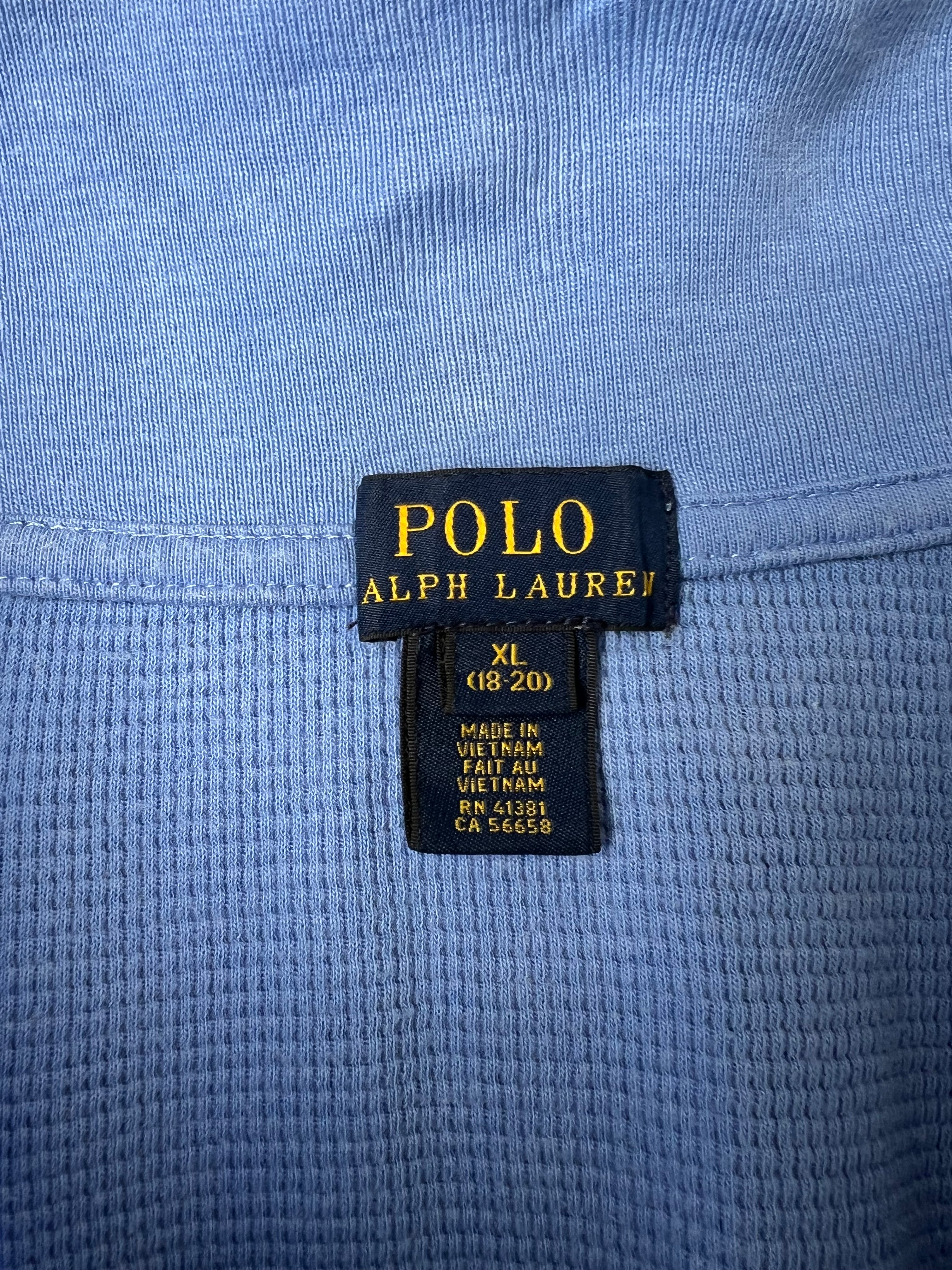 RALPH LAUREN QUARTER ZIP SWEATER WAFFLE BLUE - XL