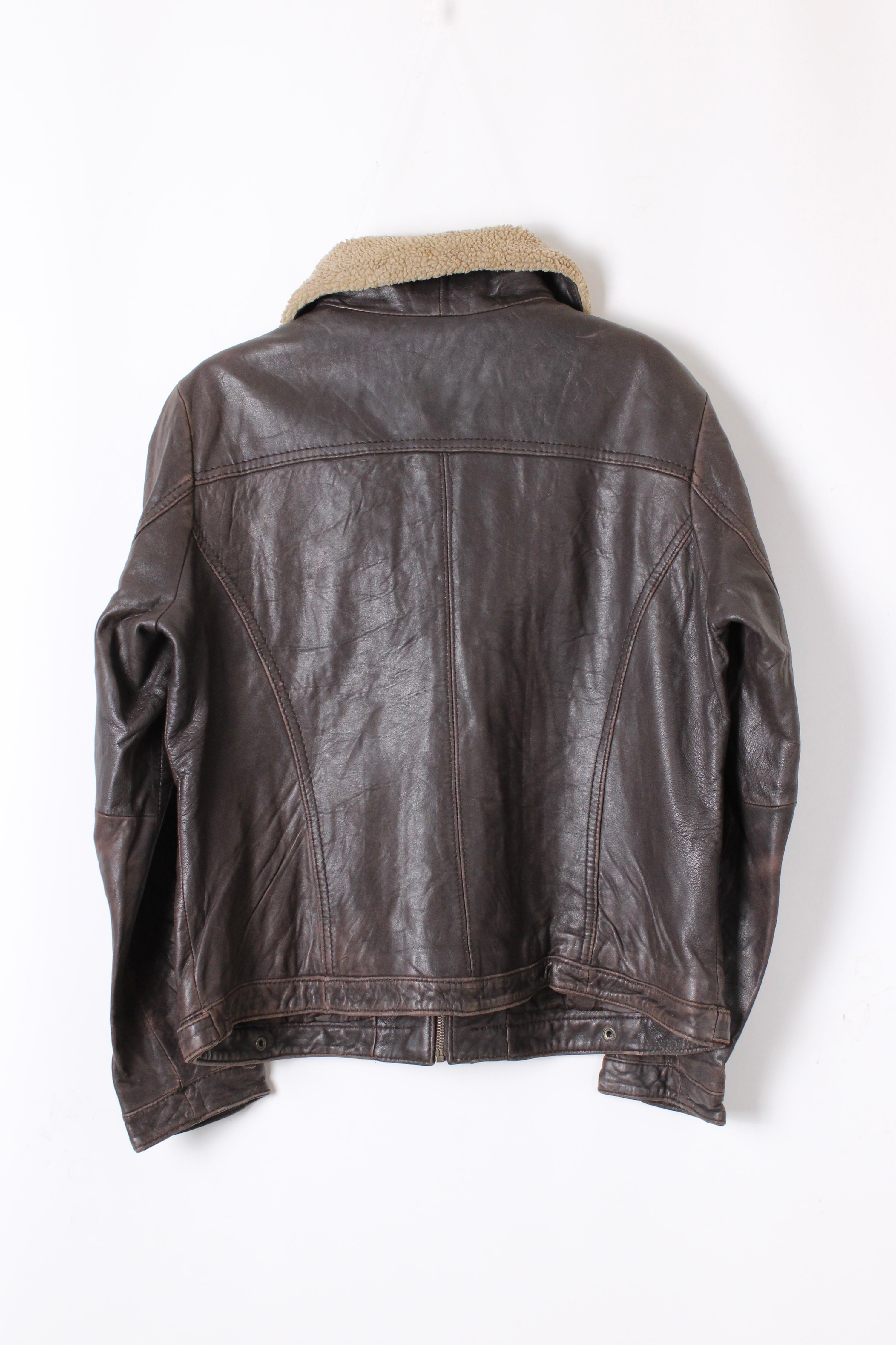 MICHAEL KORS LEATHER JACKET BROWN -  S/M