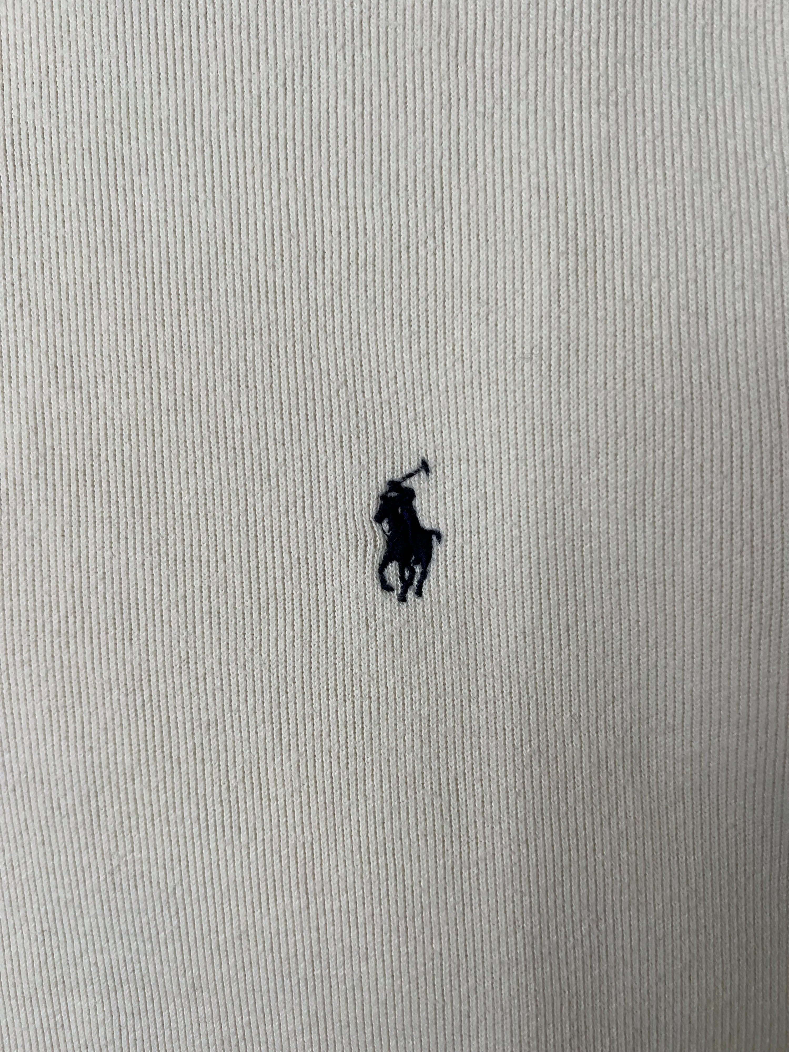 RALPH LAUREN QUARTER ZIP SWEATER CREAM WHITE - XXL