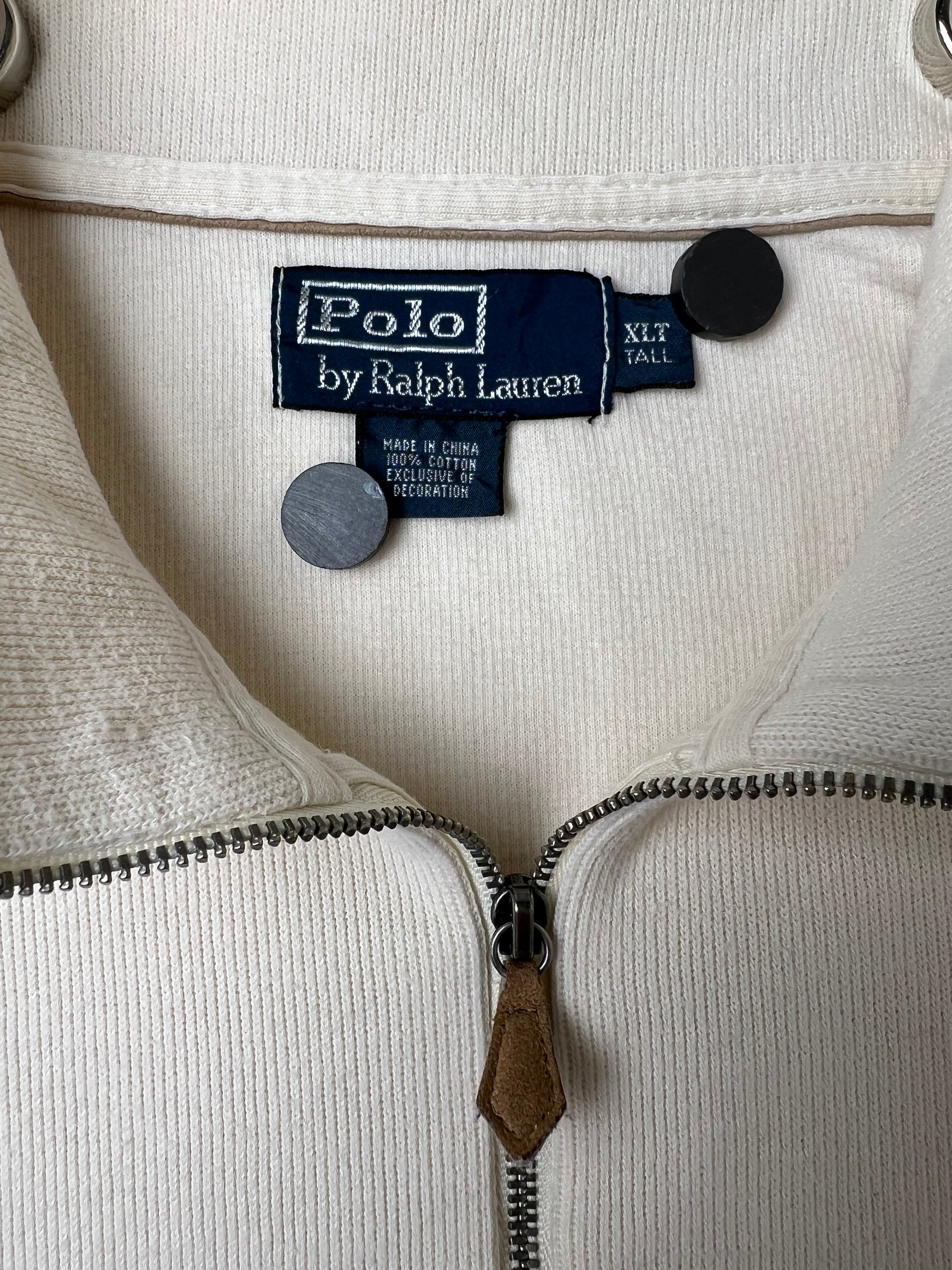 RALPH LAUREN QUARTER ZIP SWEATER CREAM WHITE - XXL