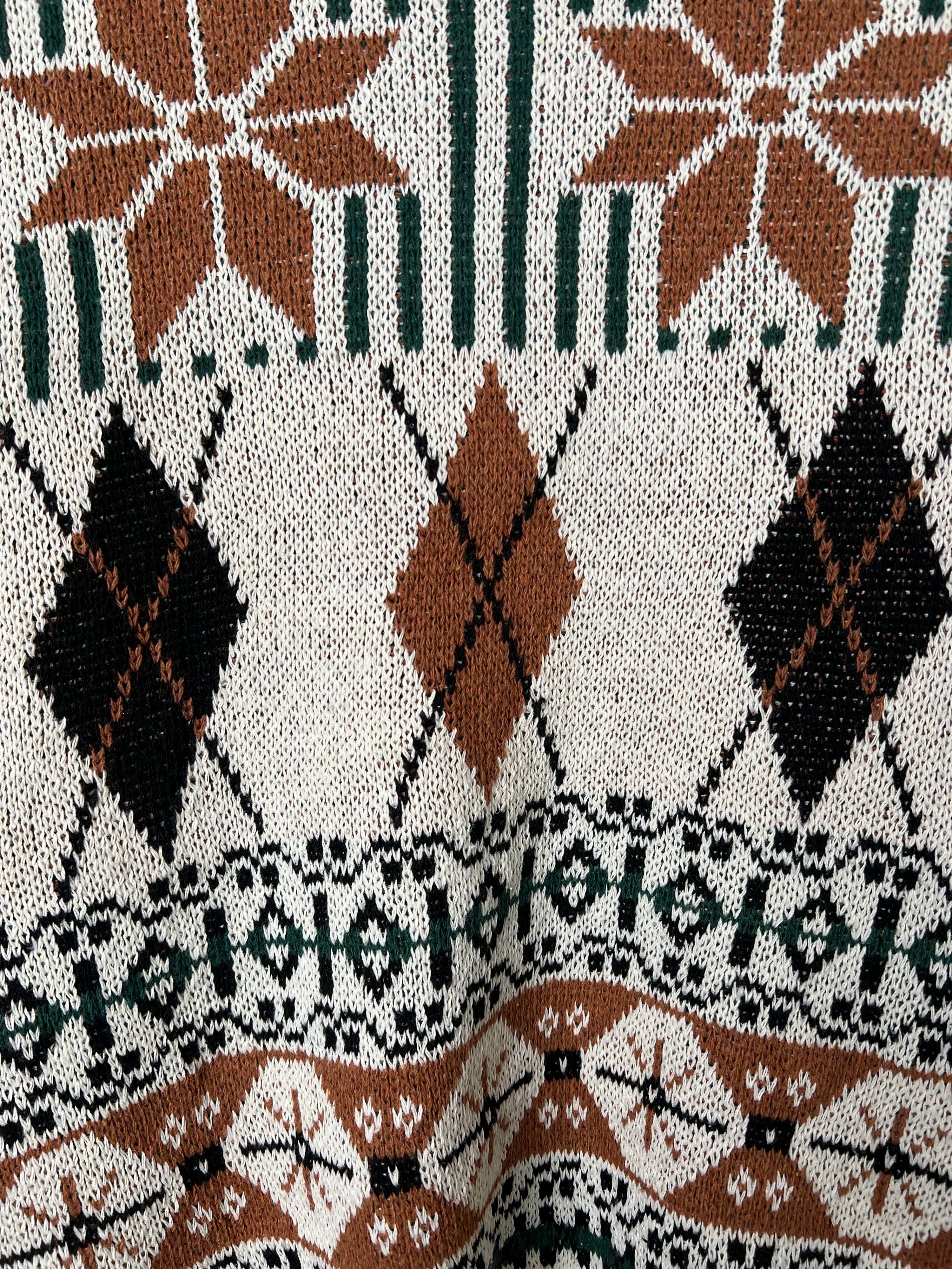 VINTAGE SWEATER COSBY PATTERN CRAZY KNIT  - L