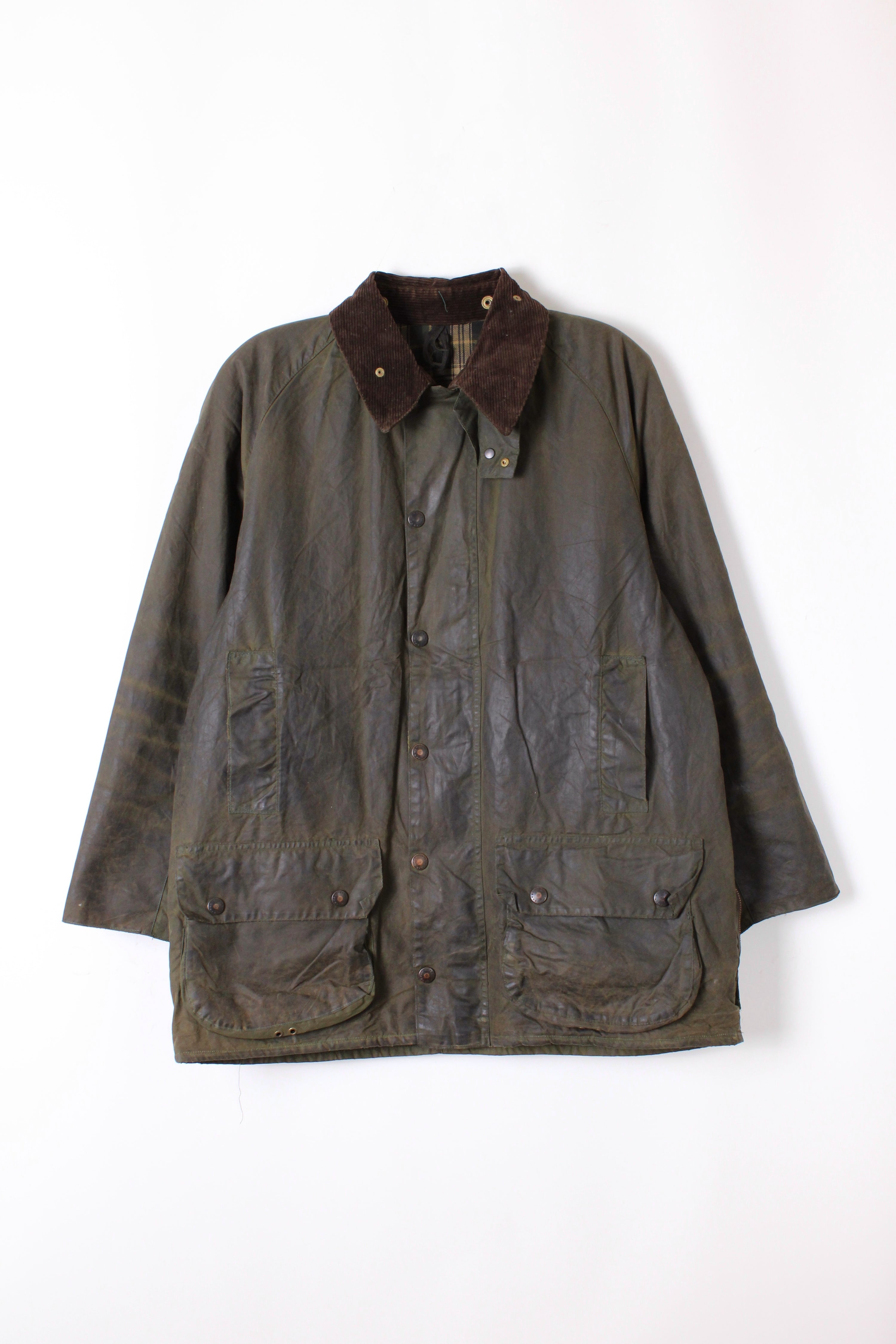 BARBOUR BEAUFORT VINTAGE 2 CREST WAXED JACKET GREEN - M/L