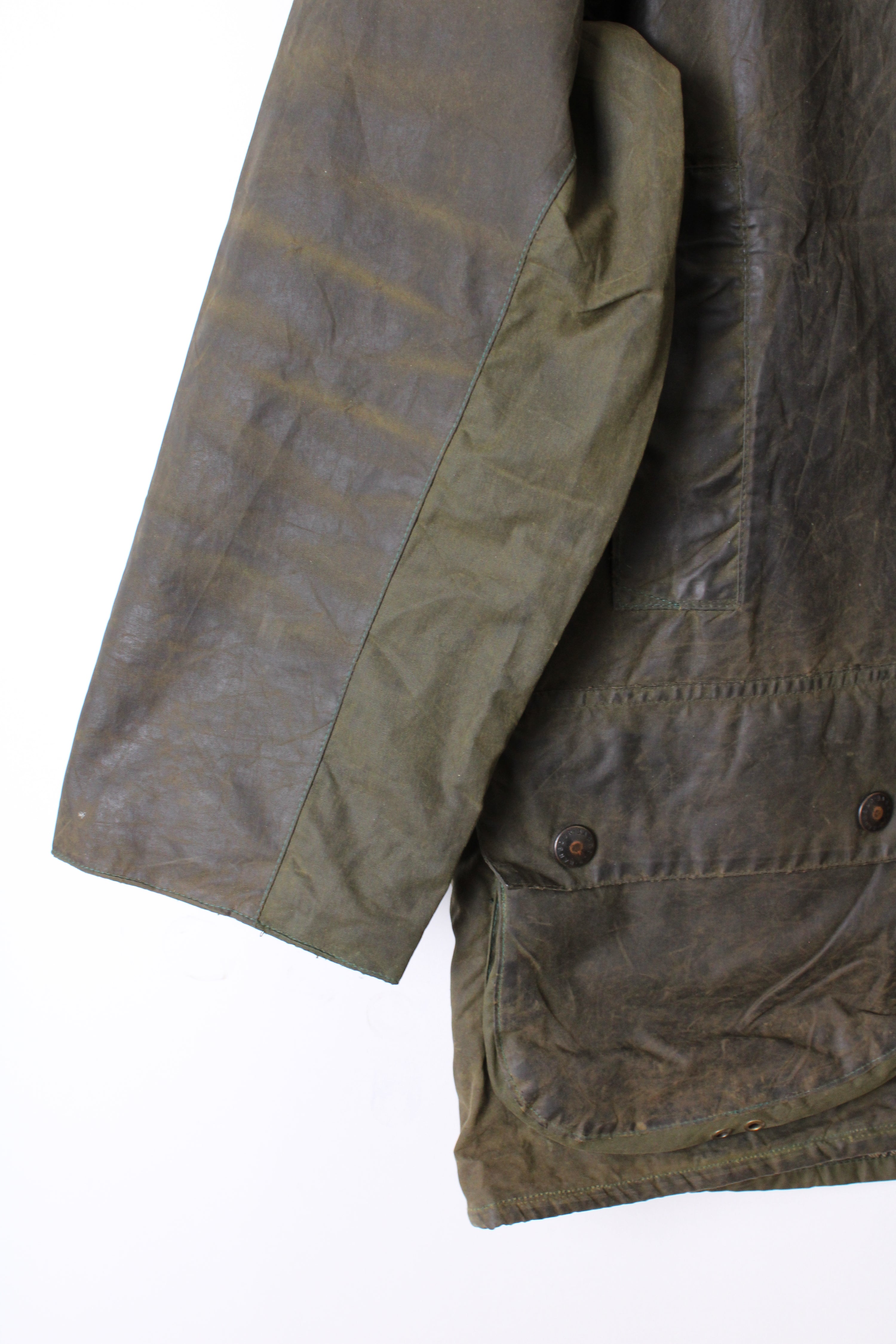 BARBOUR BEAUFORT VINTAGE 2 CREST WAXED JACKET GREEN - M/L
