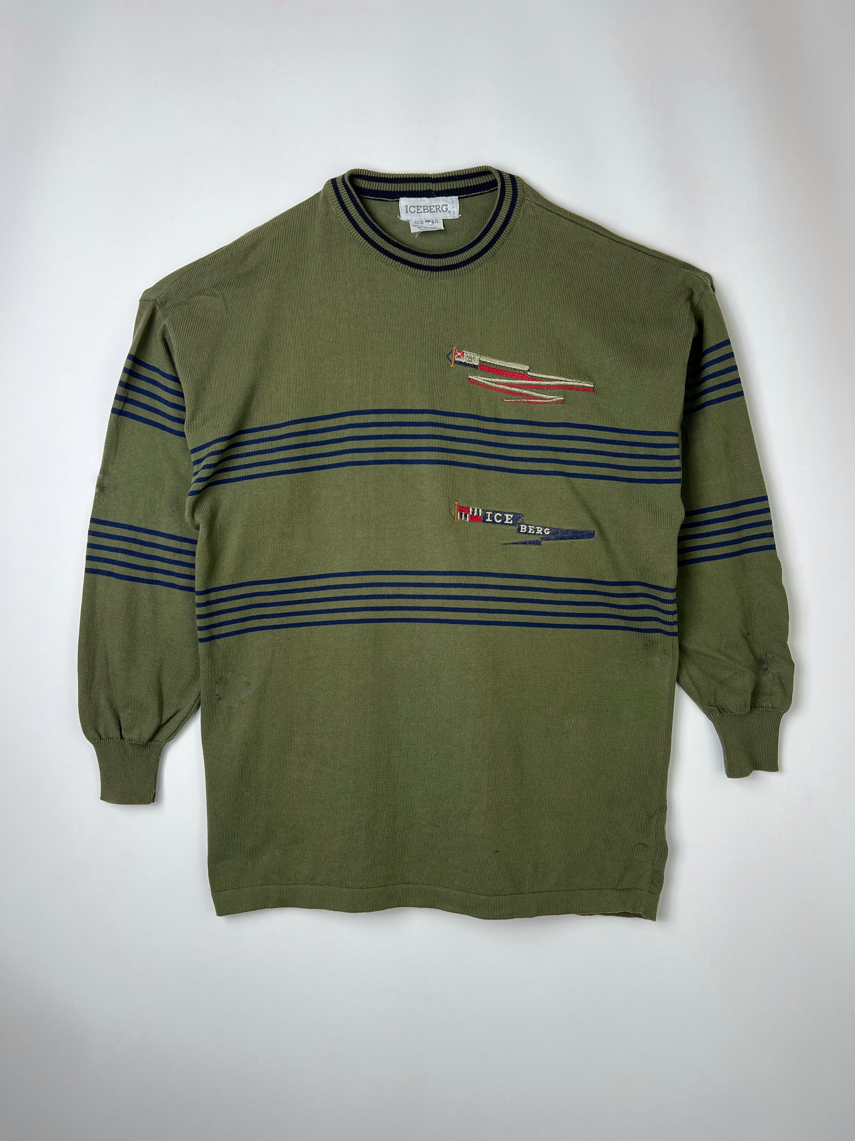 ICEBERG COTTON SWEATER EMBROIDERED LOGO GREEN - XL/XXL