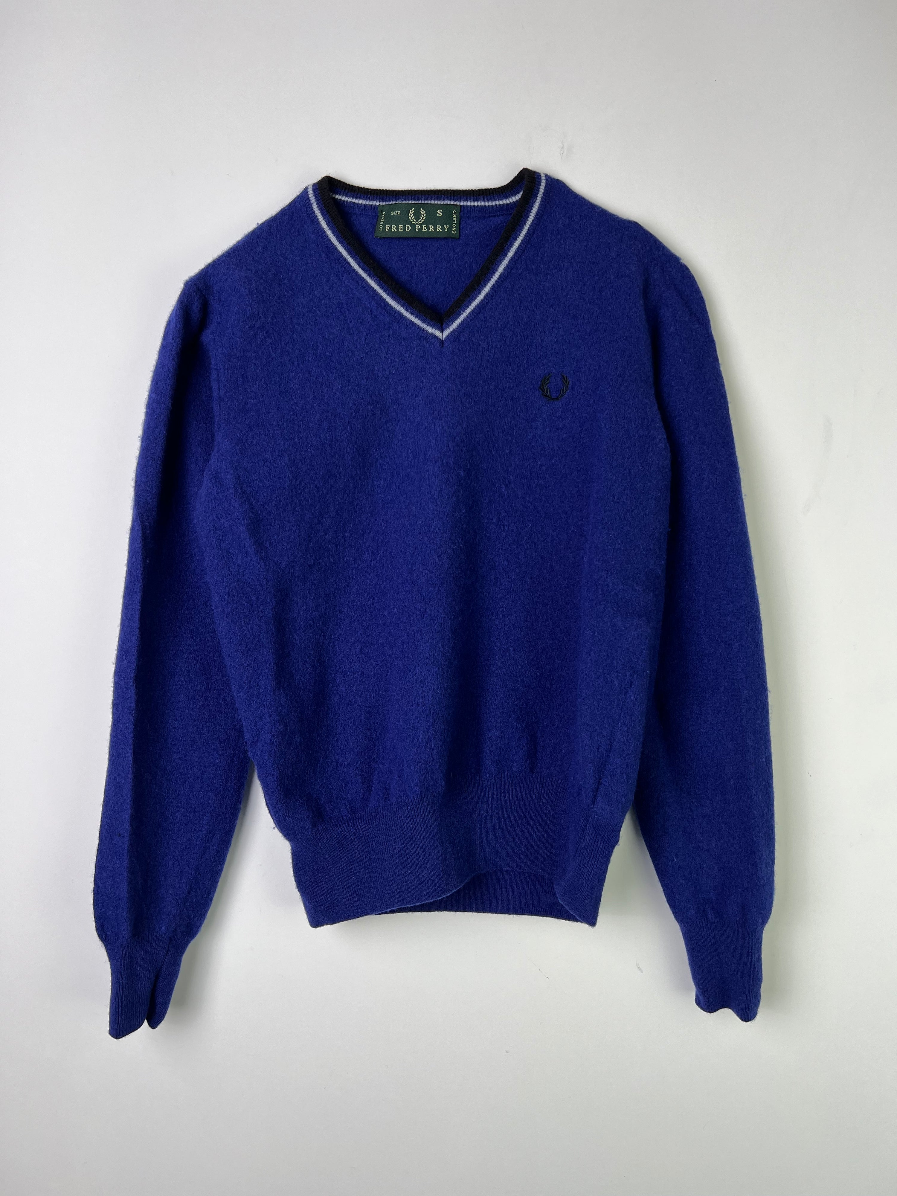 FRED PERRY WOOL SWEATER BLUE - XS