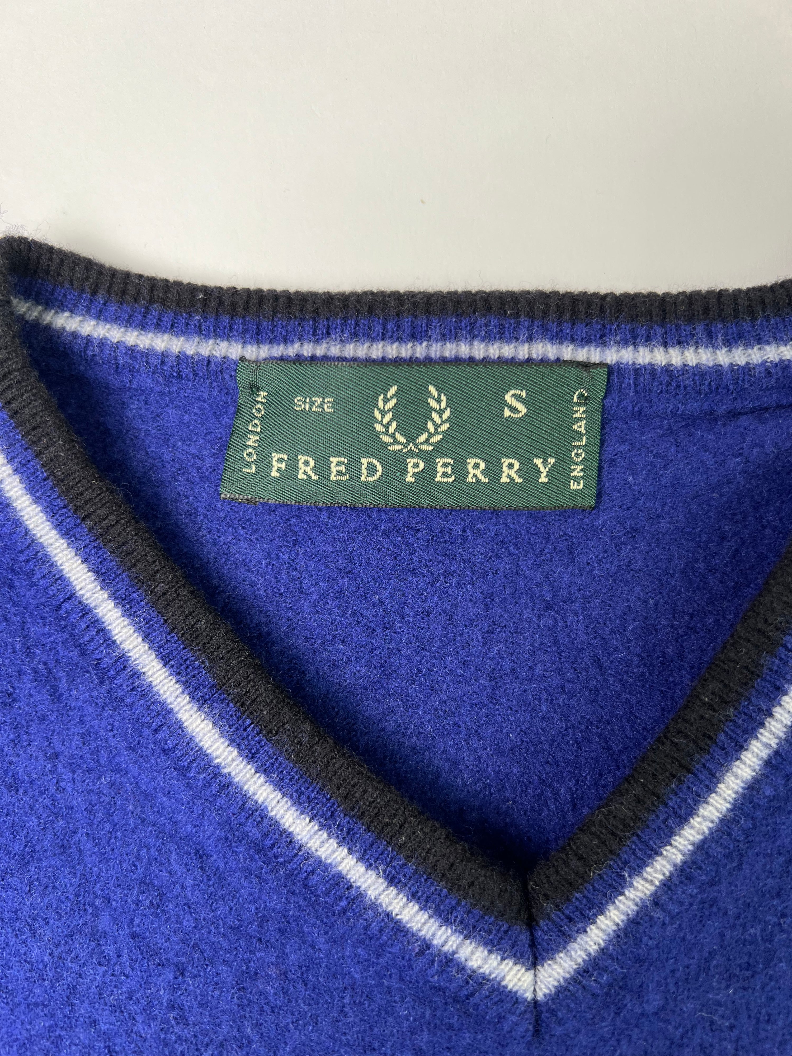FRED PERRY WOOL SWEATER BLUE - XS