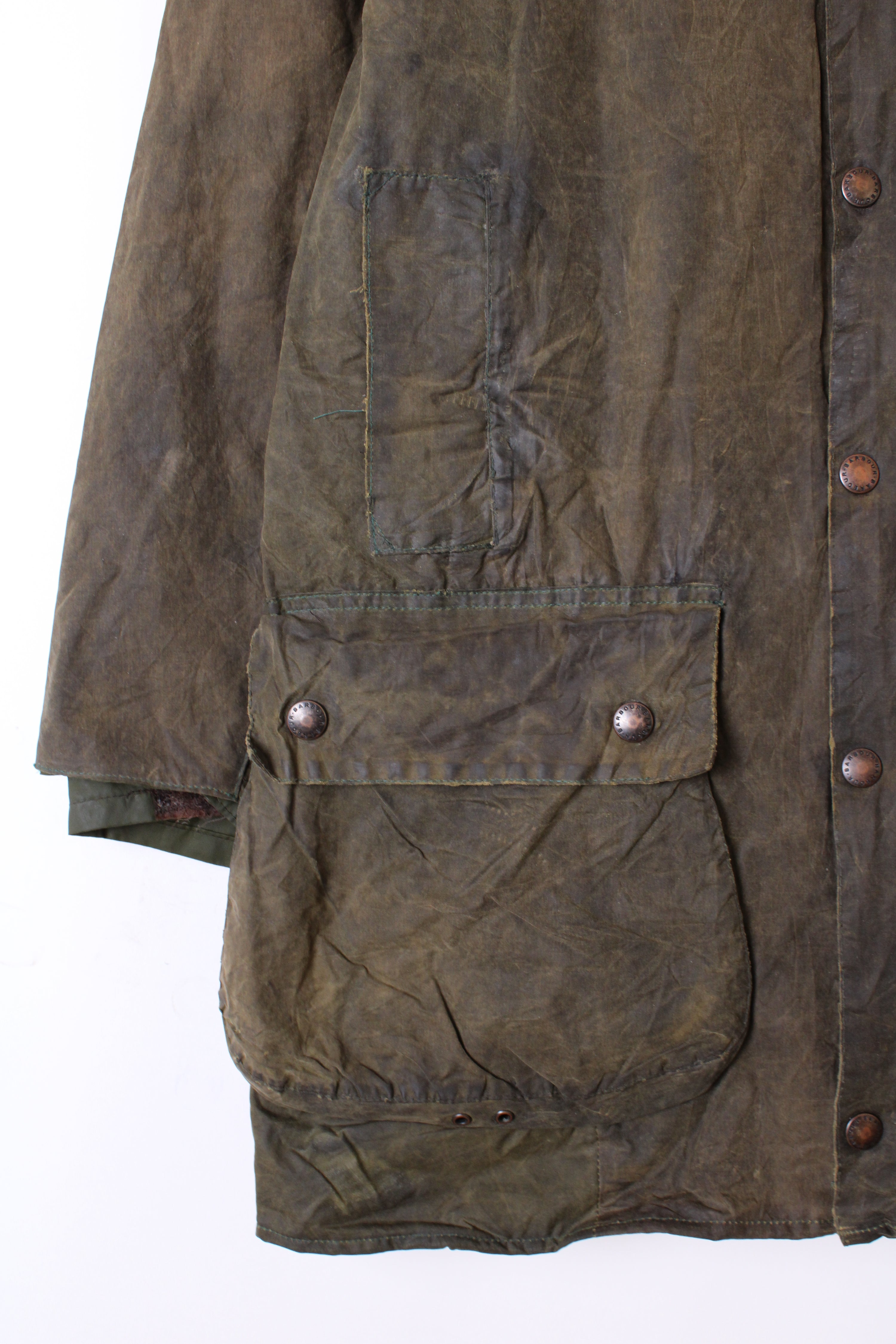 BARBOUR BORDER WAXED JACKET GREEN - M/L