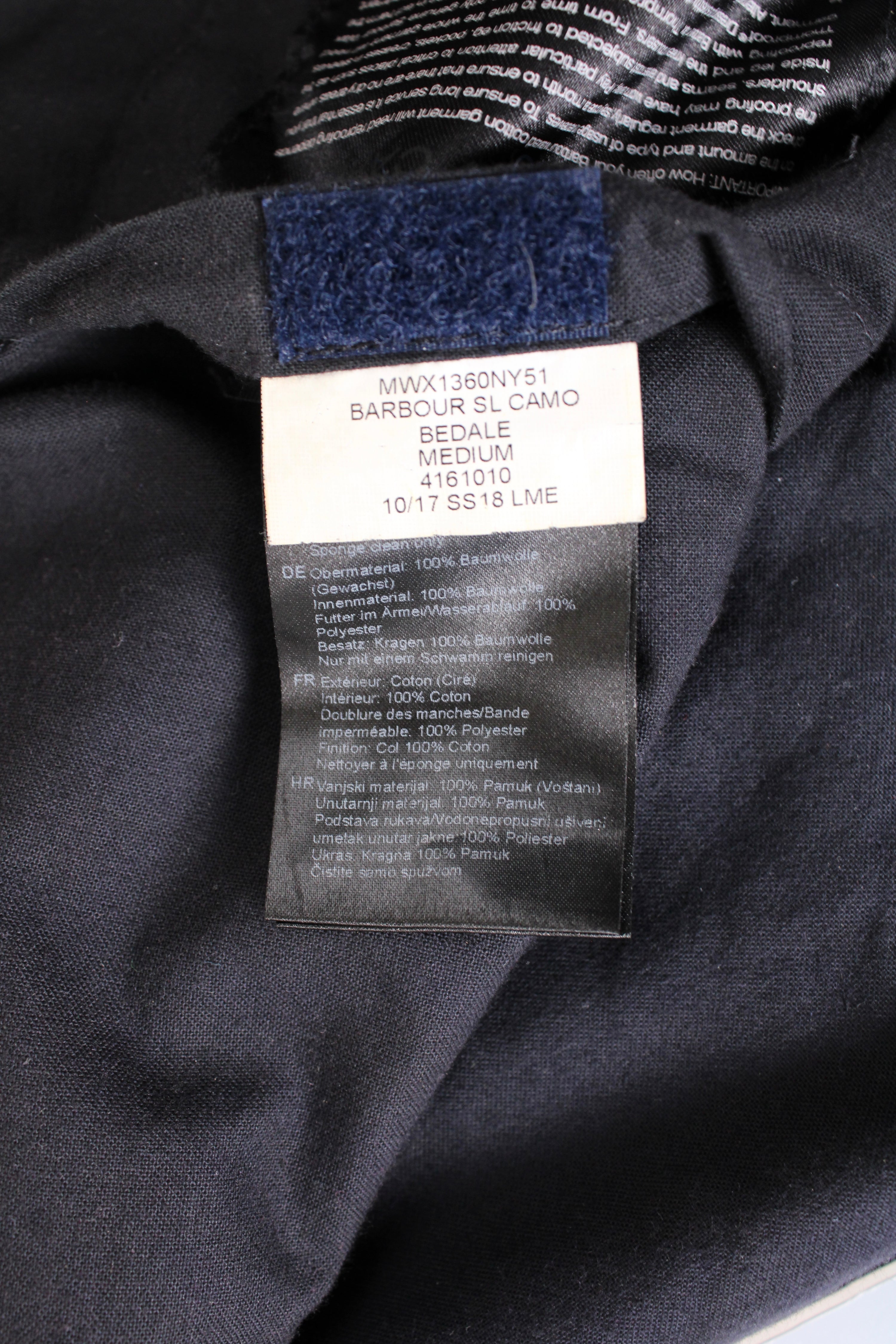 BARBOUR BEDALE SL CAMO WAXED JACKET - M