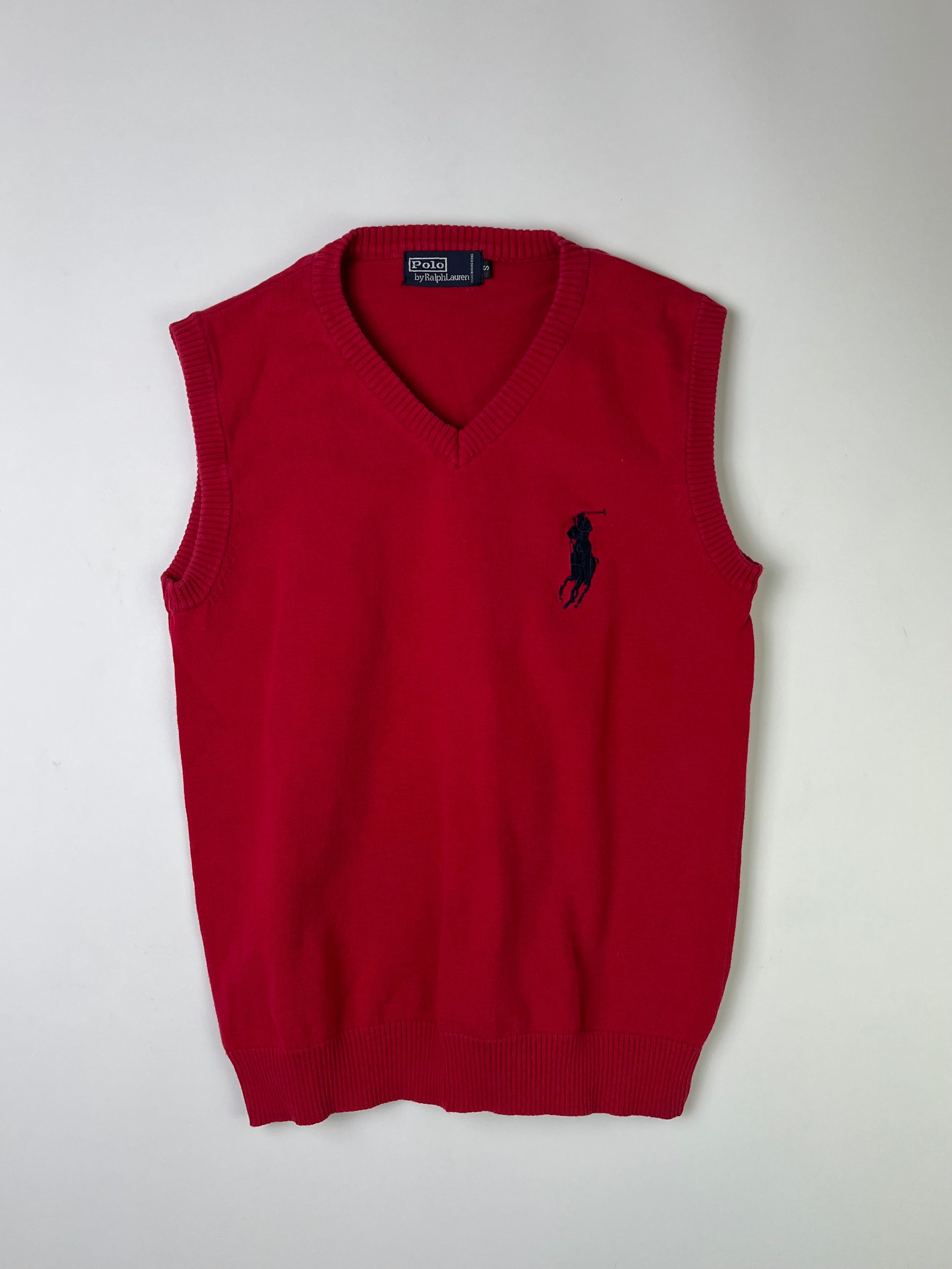 RALPH LAUREN COTTON VEST BIG PONY RED - S