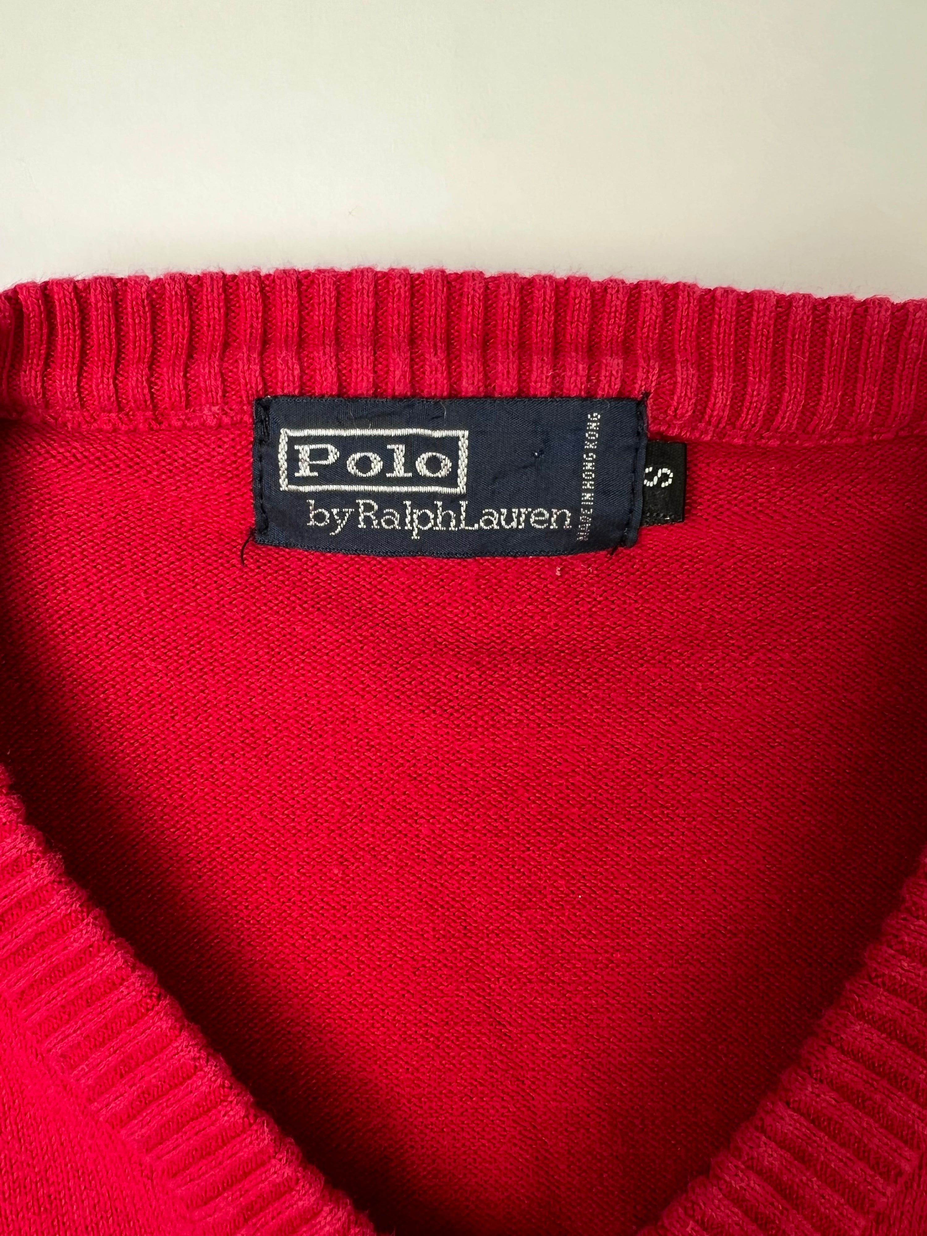 RALPH LAUREN COTTON VEST BIG PONY RED - S