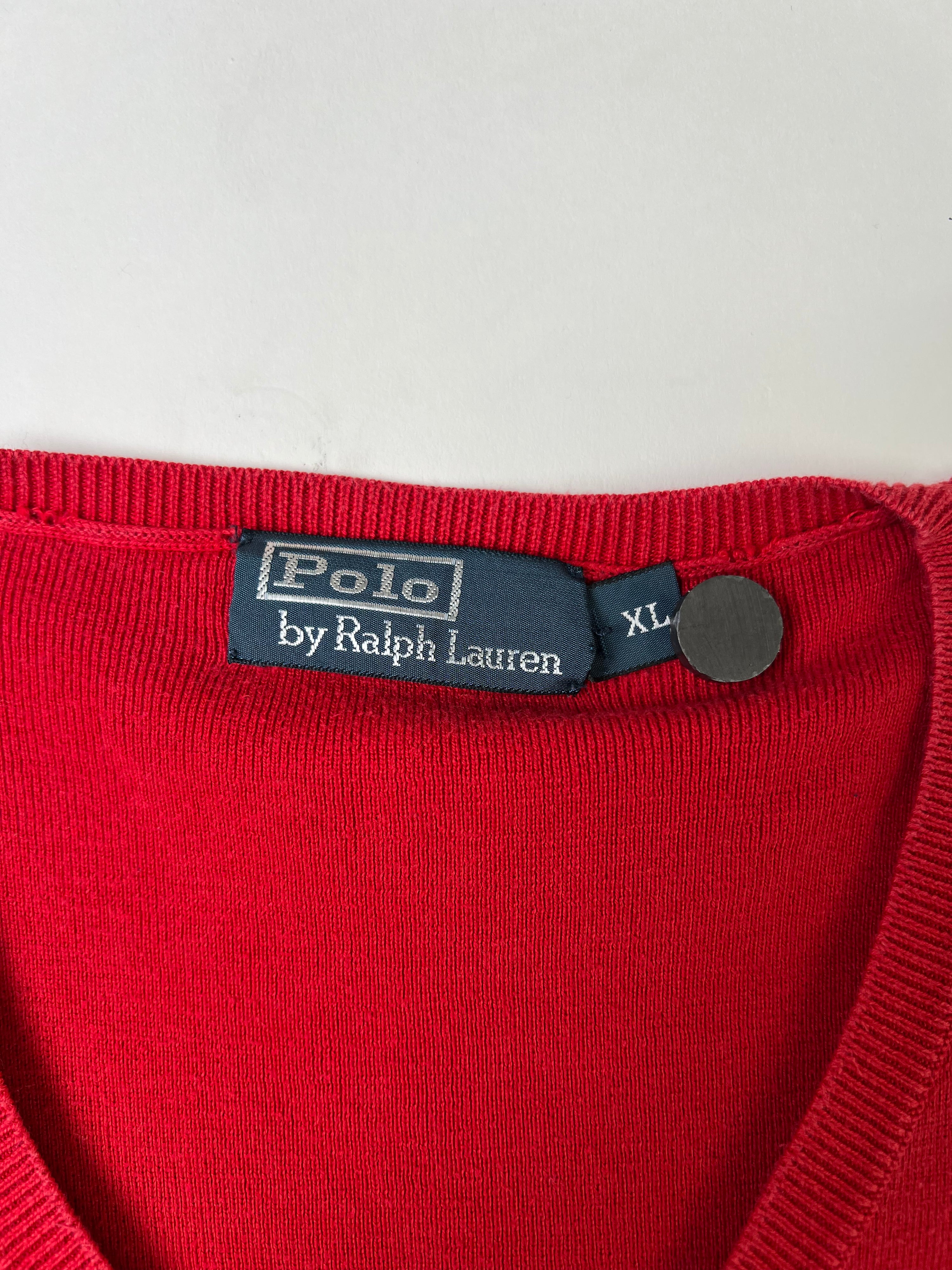 RALPH LAUREN SWEATER COTTON KNIT RED - XL
