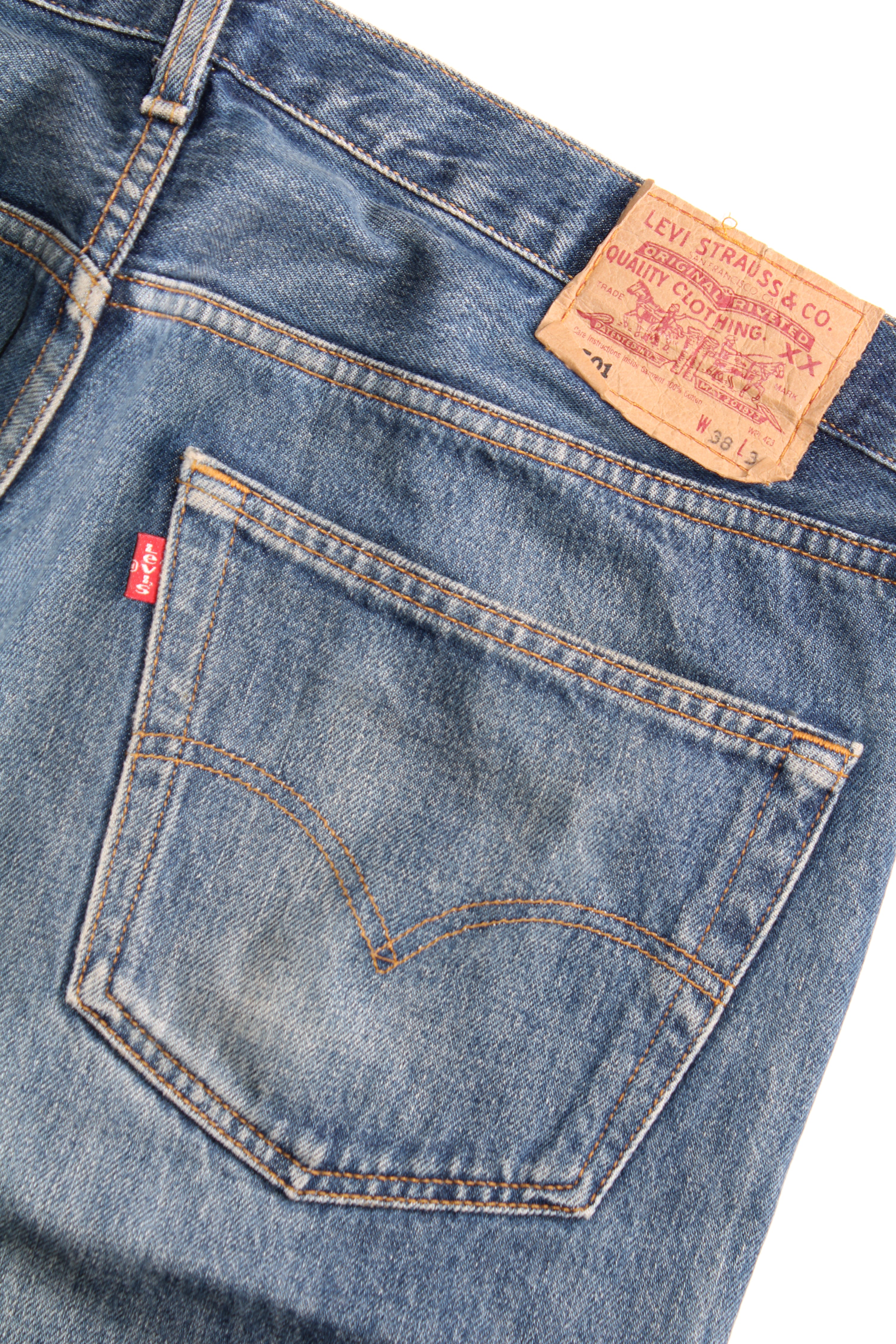 LEVIS 501 JEANS SHORTS BLUE WASH - W38