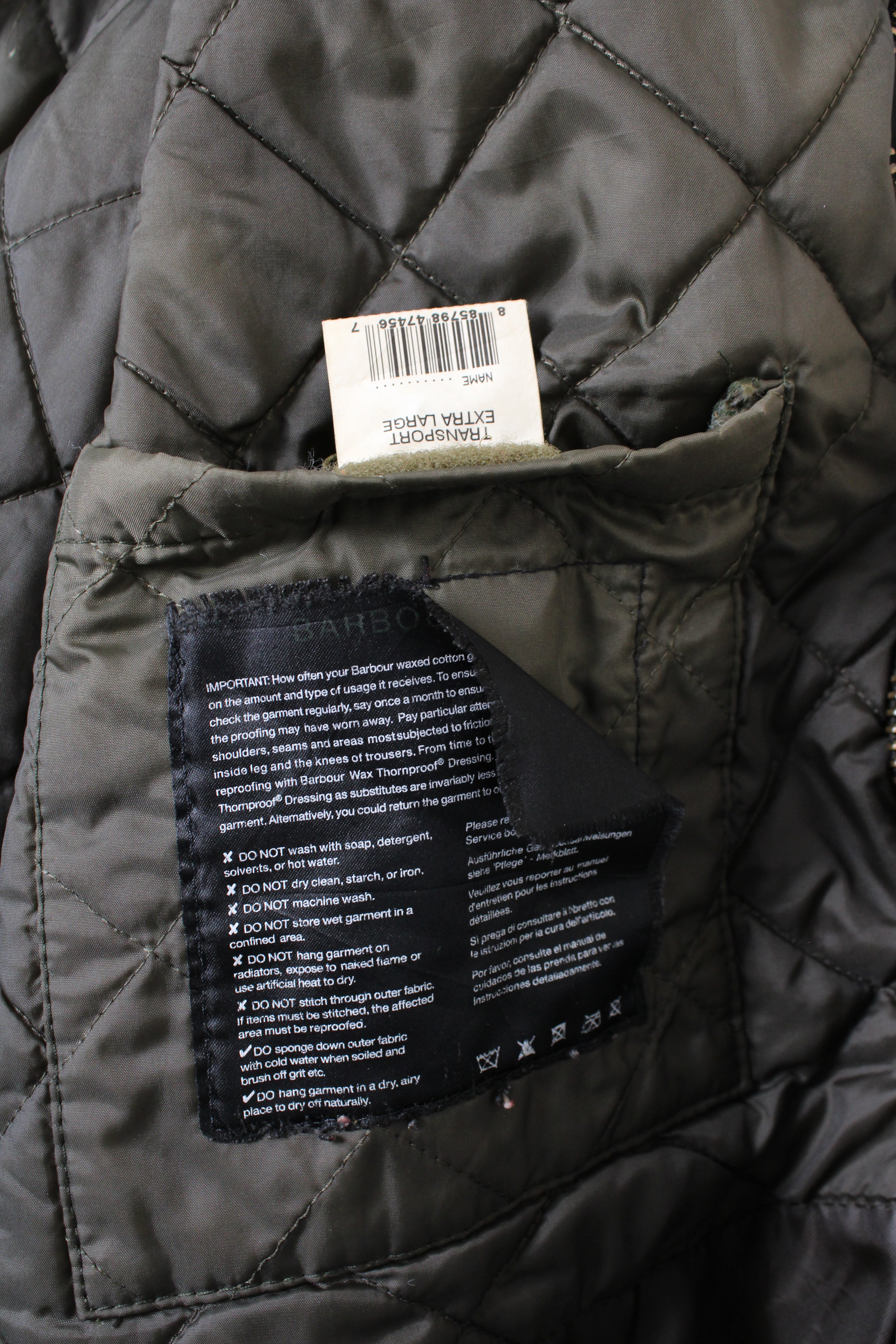 BARBOUR TRANSPORT WAXED JACKET SAGE GREEN - XL