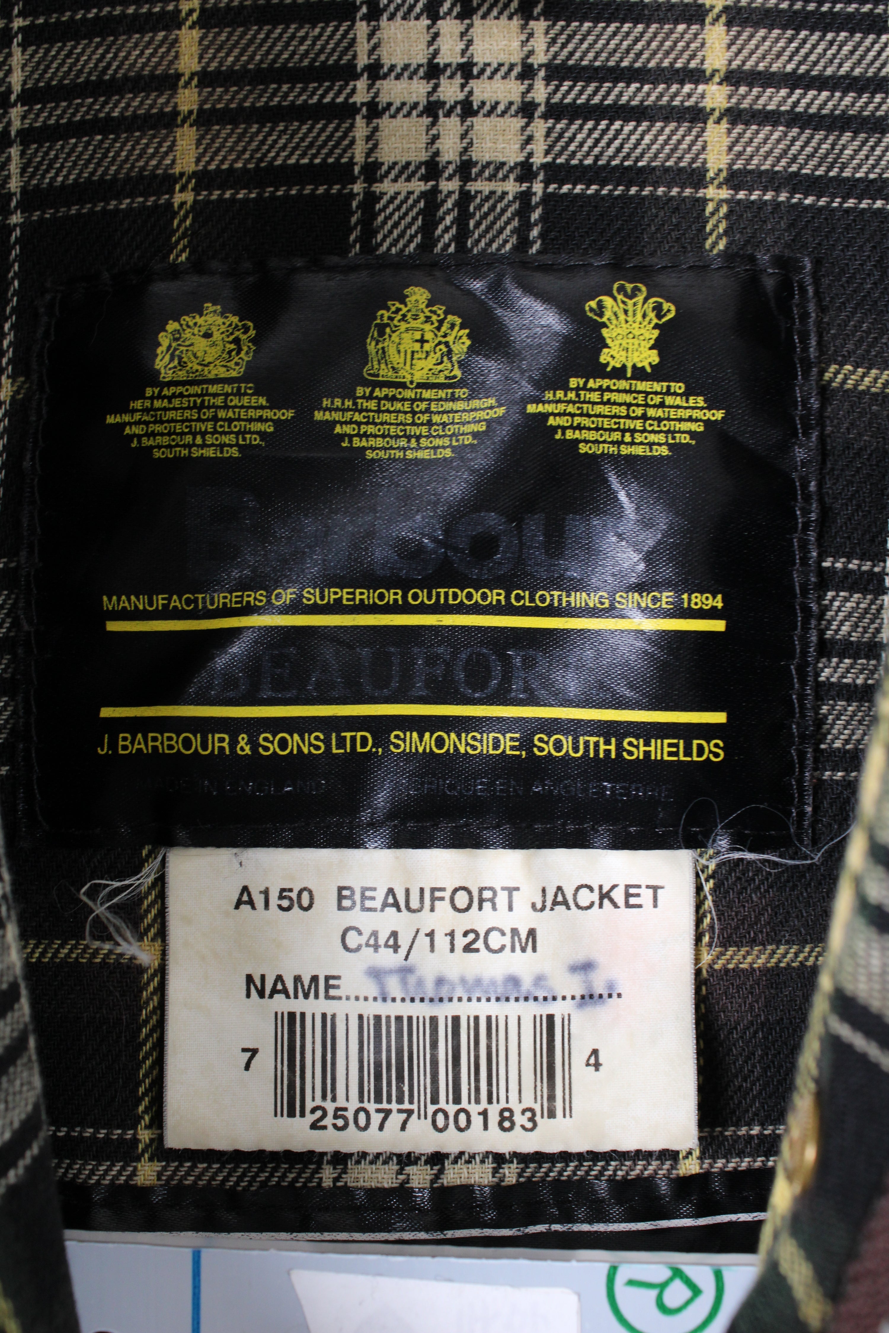 BARBOUR BEAUFORT WAXED JACKET GREEN - M/L