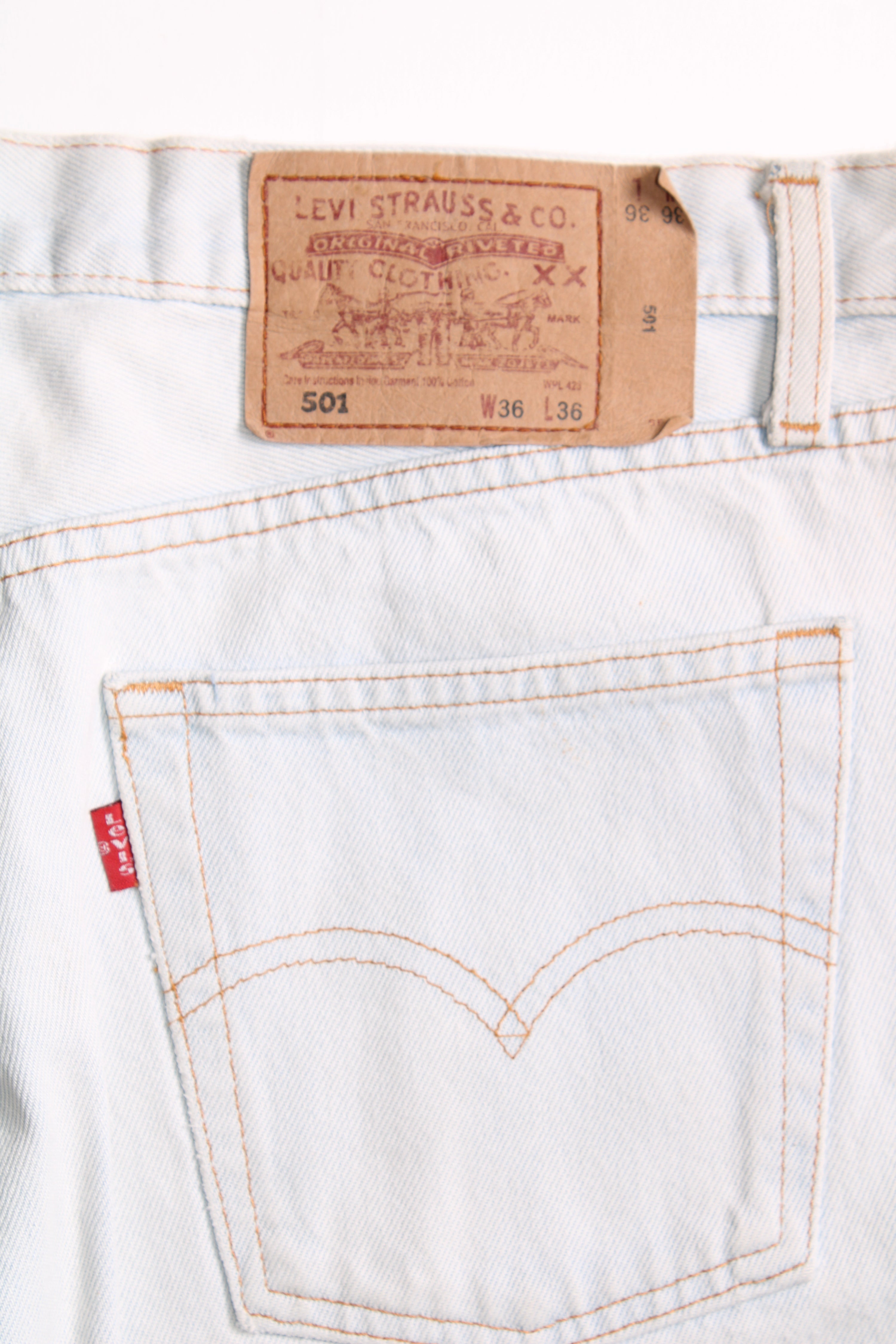 LEVIS 501 JEANS SHORTS WHITE WASH - W36