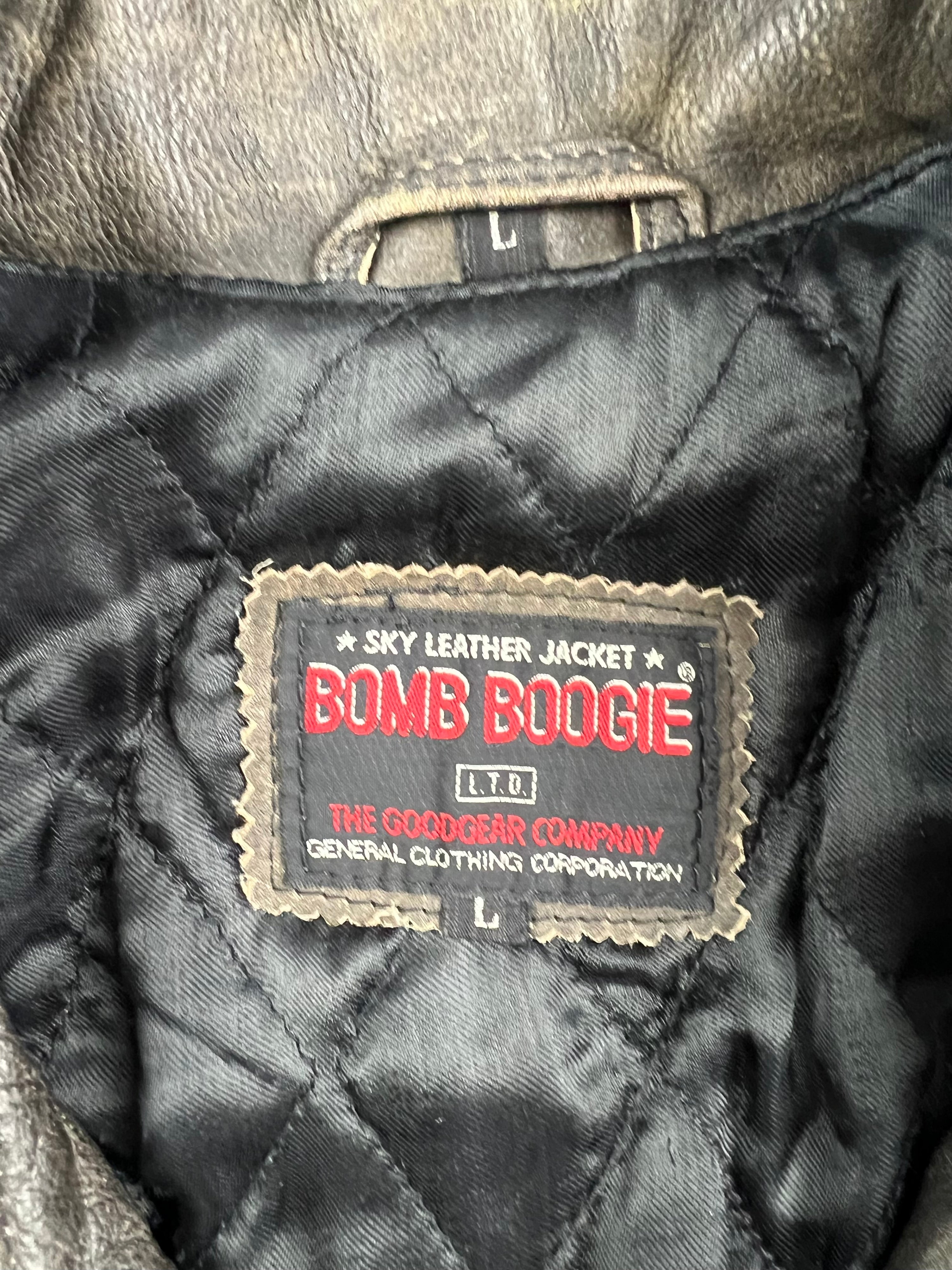 BOMB BOOGIE LEATHER NAIL JACKET FADED BROWN - L