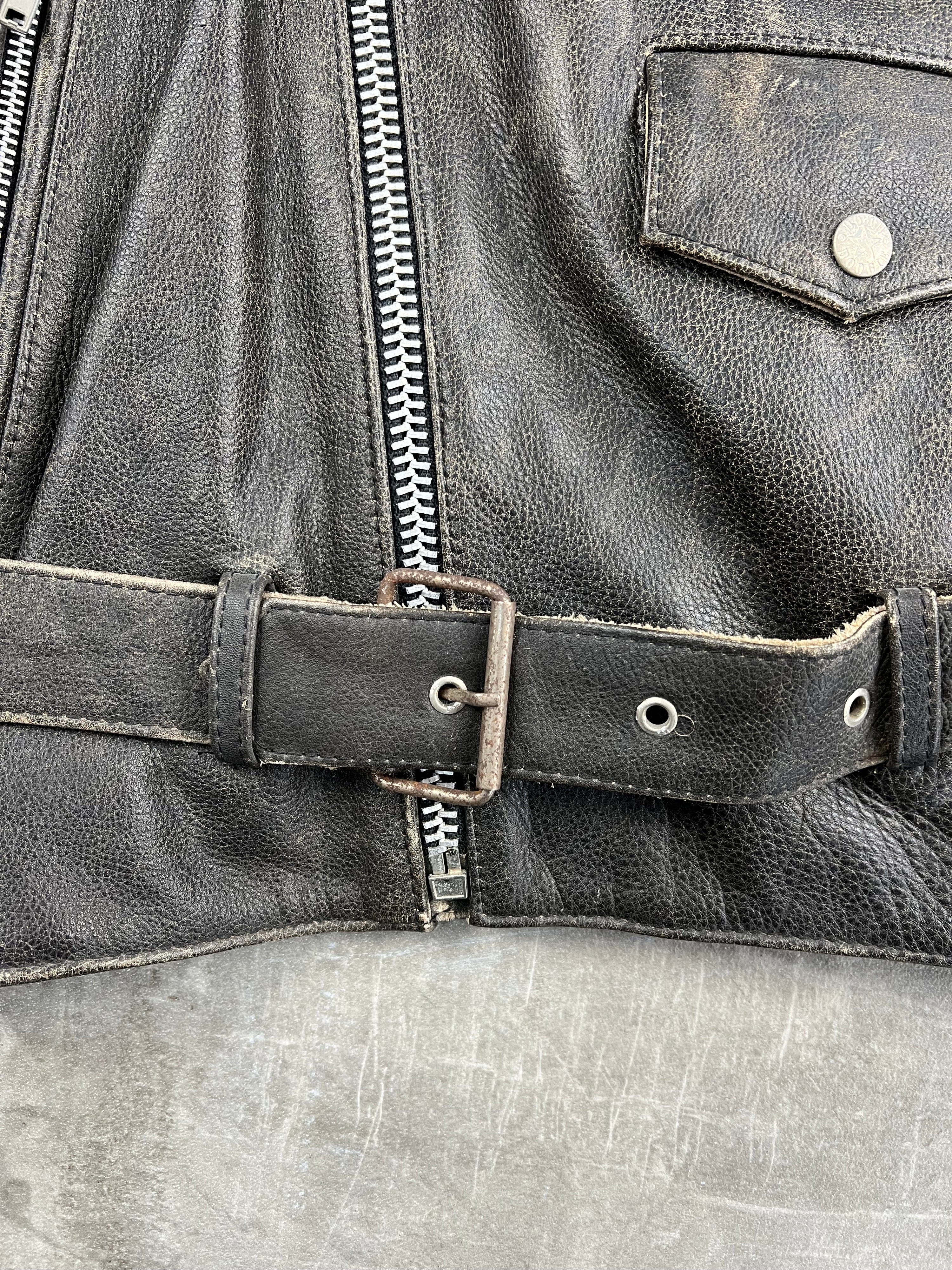 BOMB BOOGIE LEATHER NAIL JACKET FADED BROWN - L