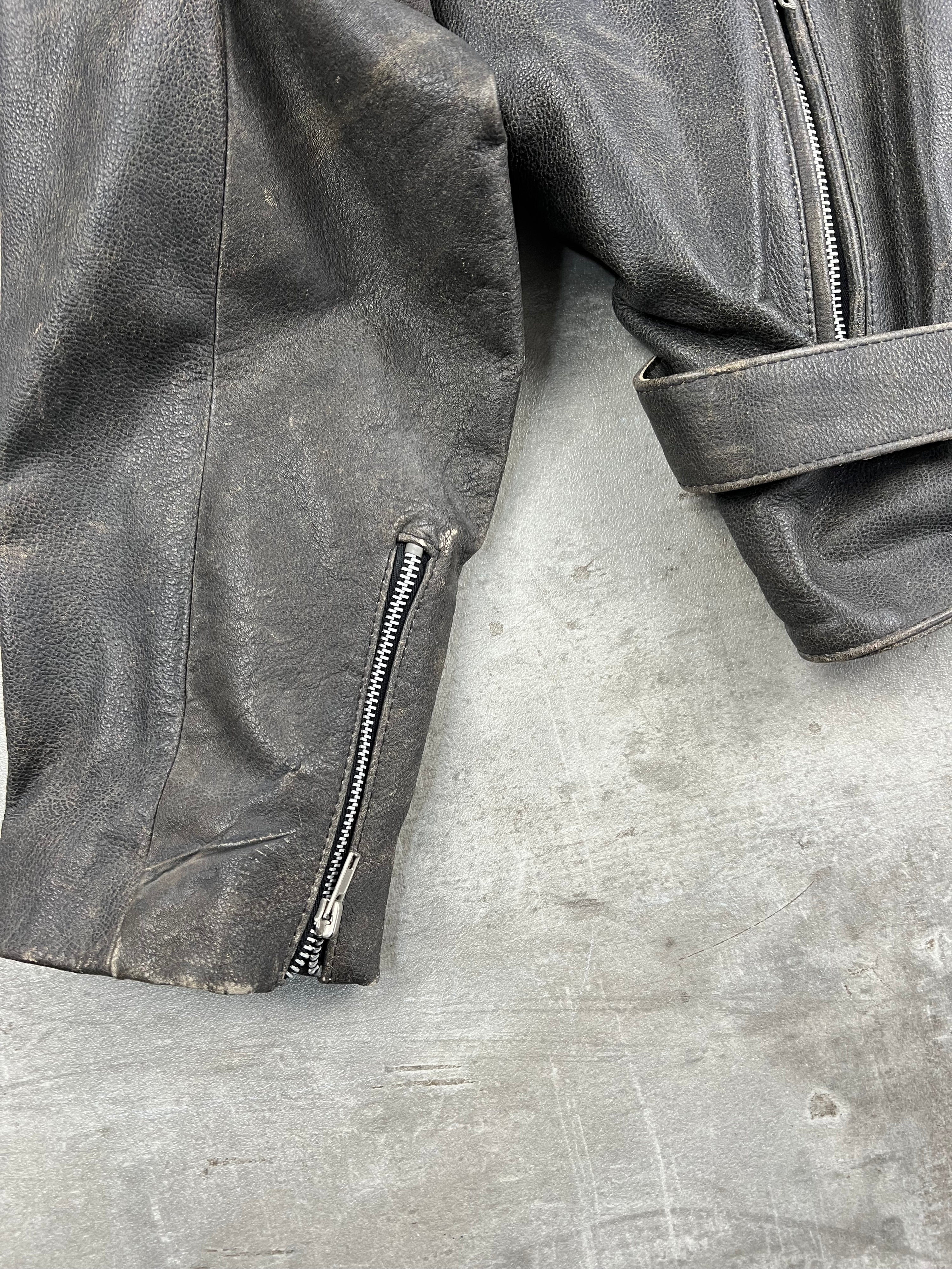 BOMB BOOGIE LEATHER NAIL JACKET FADED BROWN - L