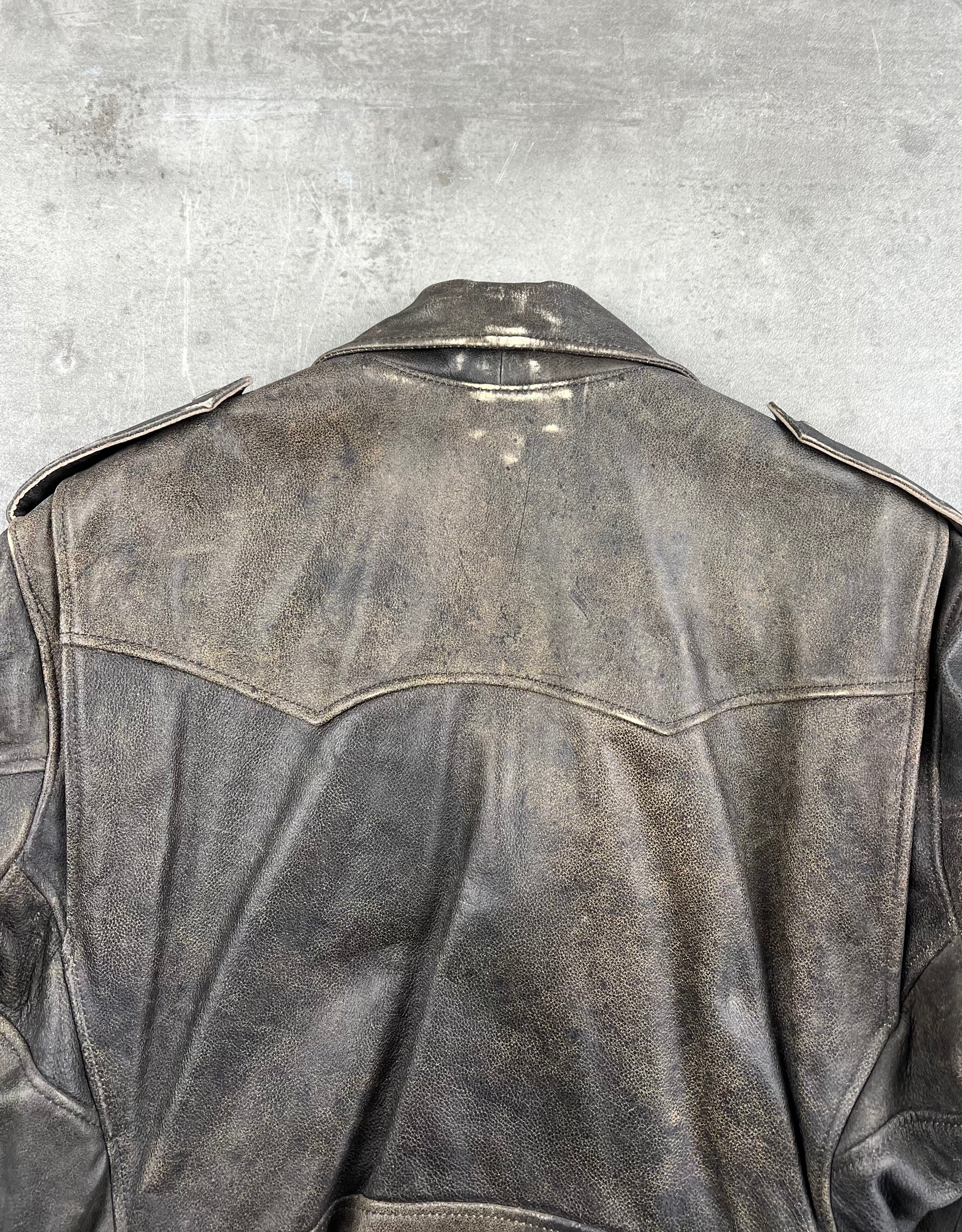 BOMB BOOGIE LEATHER NAIL JACKET FADED BROWN - L