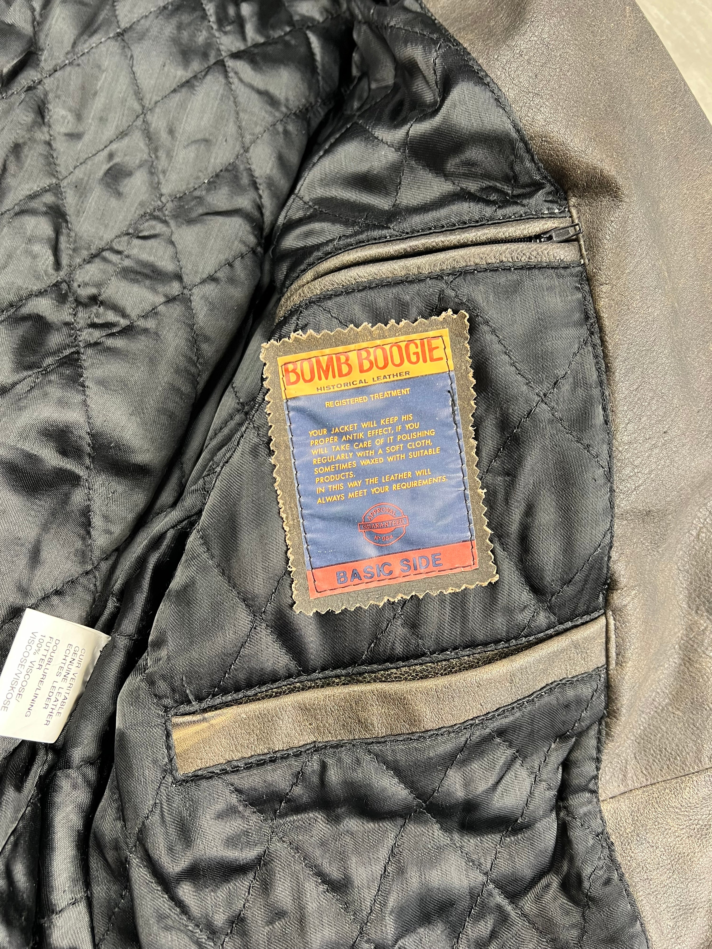 BOMB BOOGIE LEATHER NAIL JACKET FADED BROWN - L