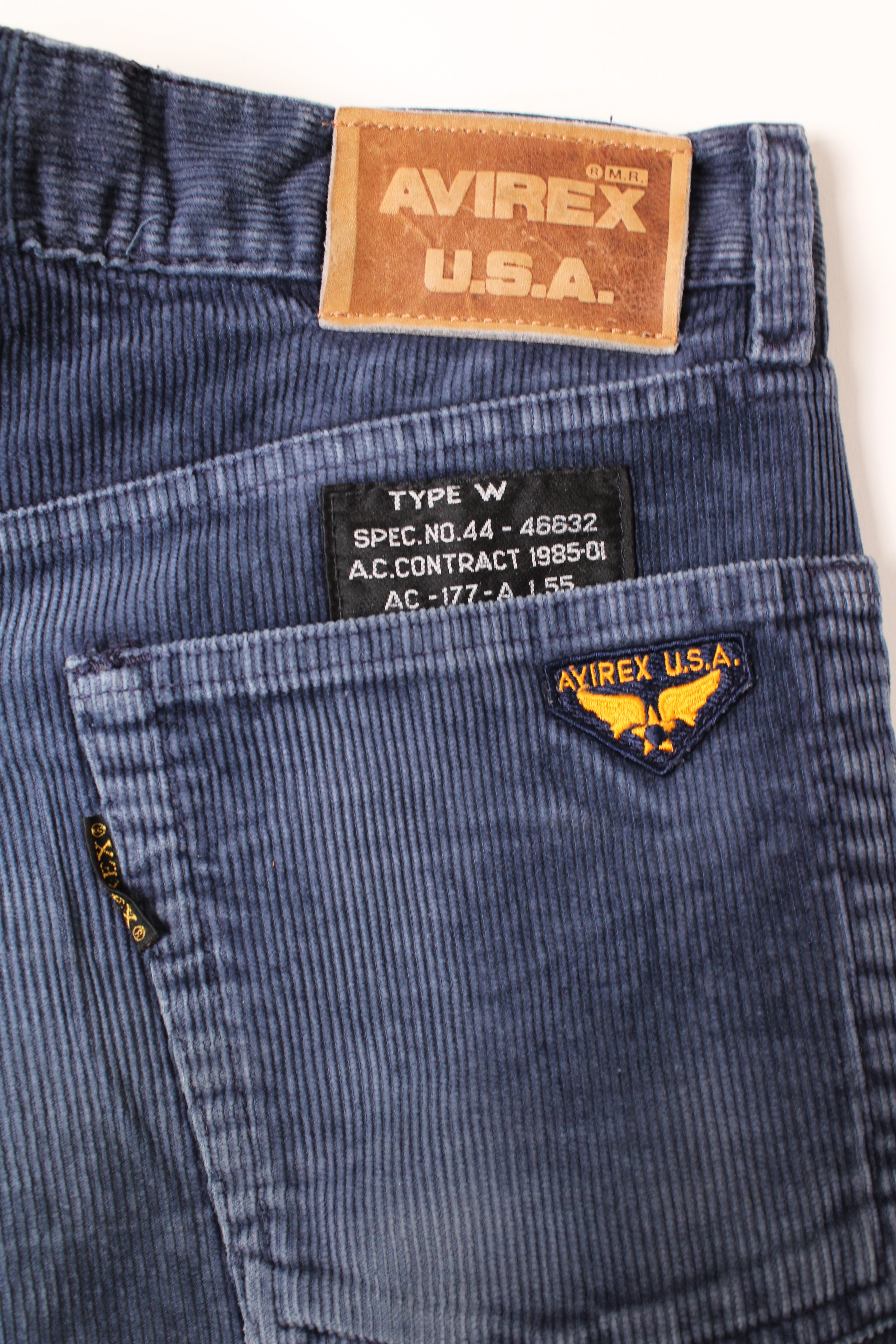 AVIREX CORDUROY PANTS BLUE -  W36/W38