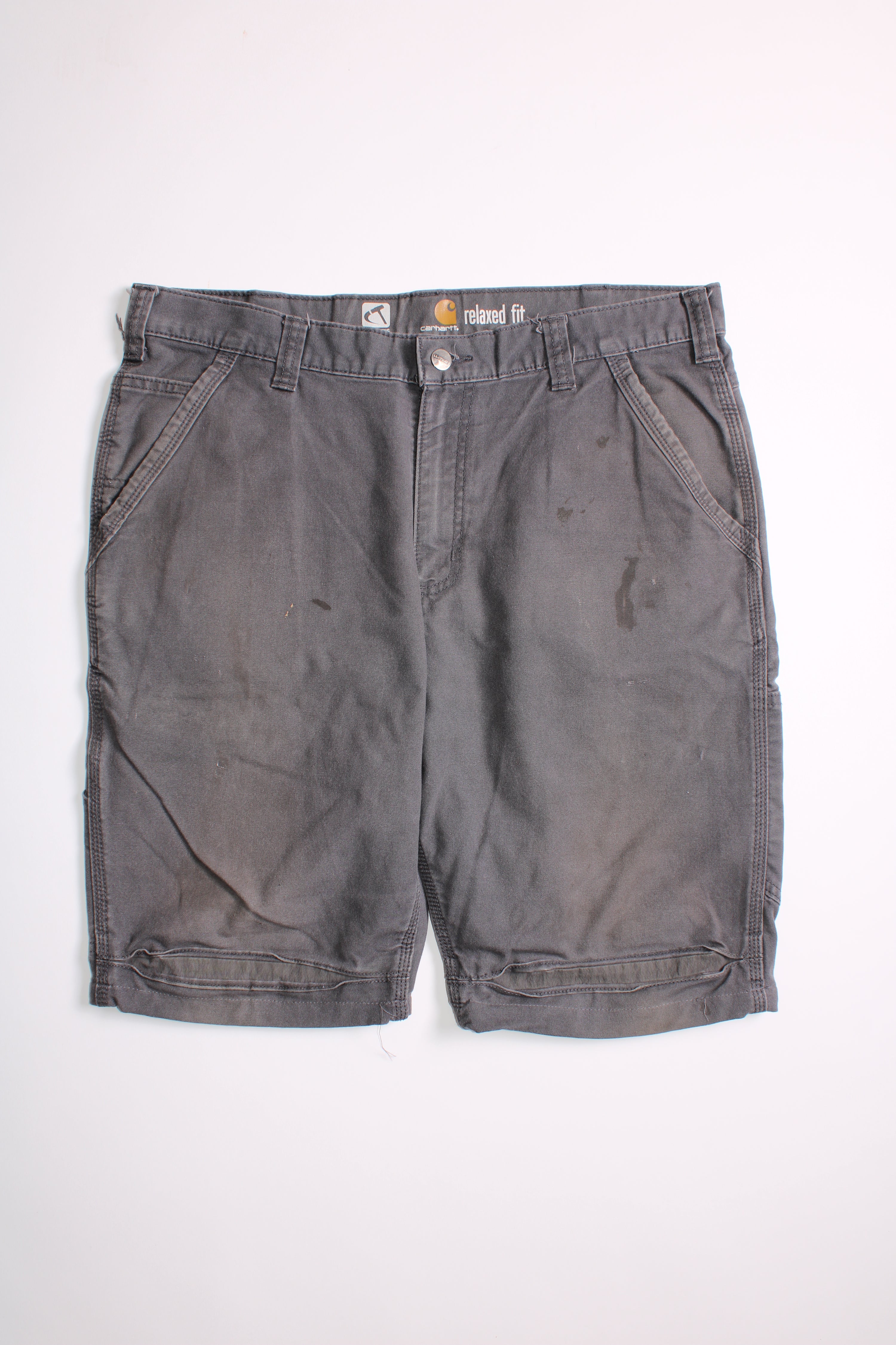 CARHARTT WORK SHORTS UTILITY CARPENTER WORKWEAR GREY - W36