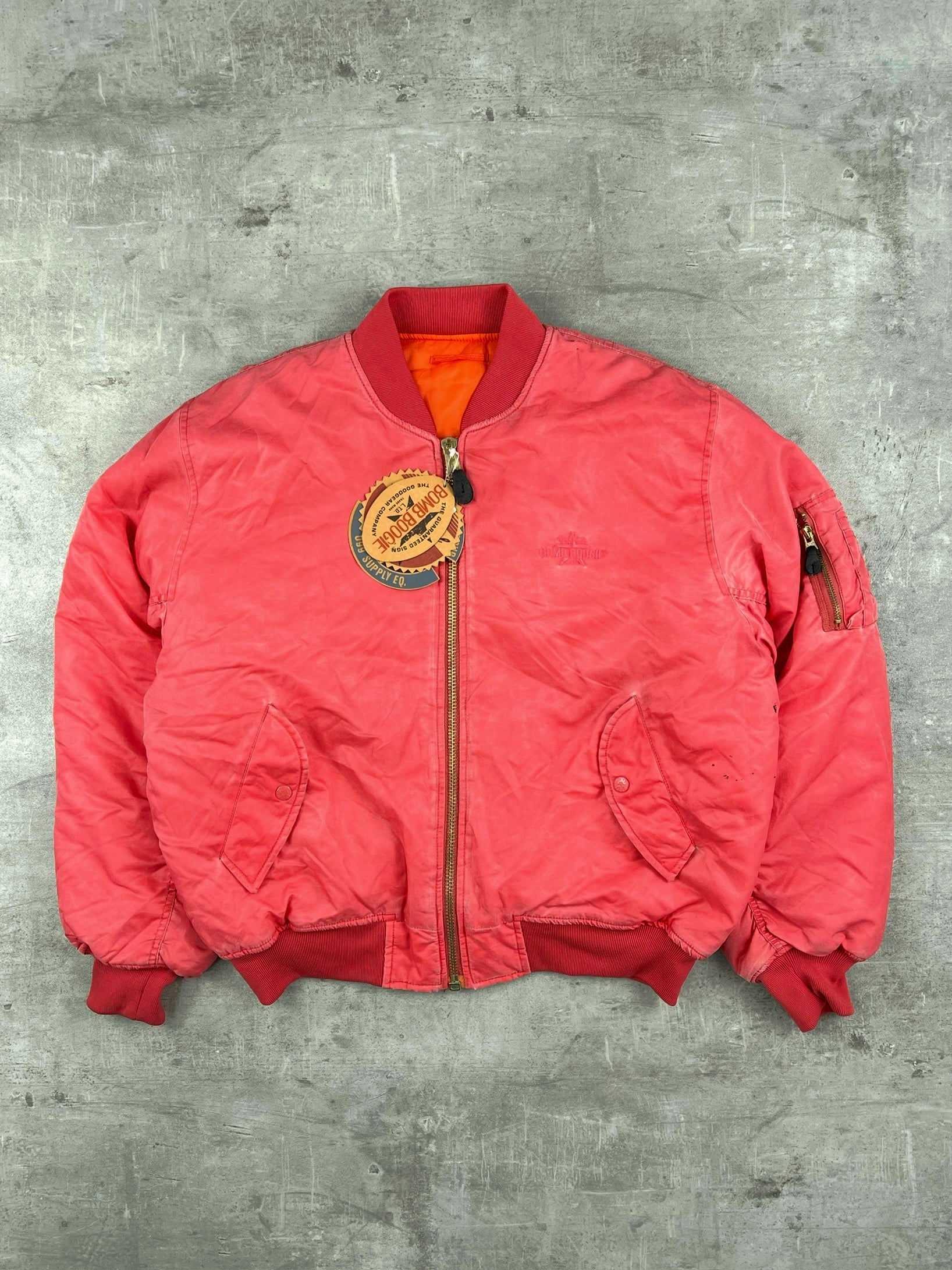 BOMB BOOGIE VINTAGE REVERSIBLE BOMBER JACKET RED - L