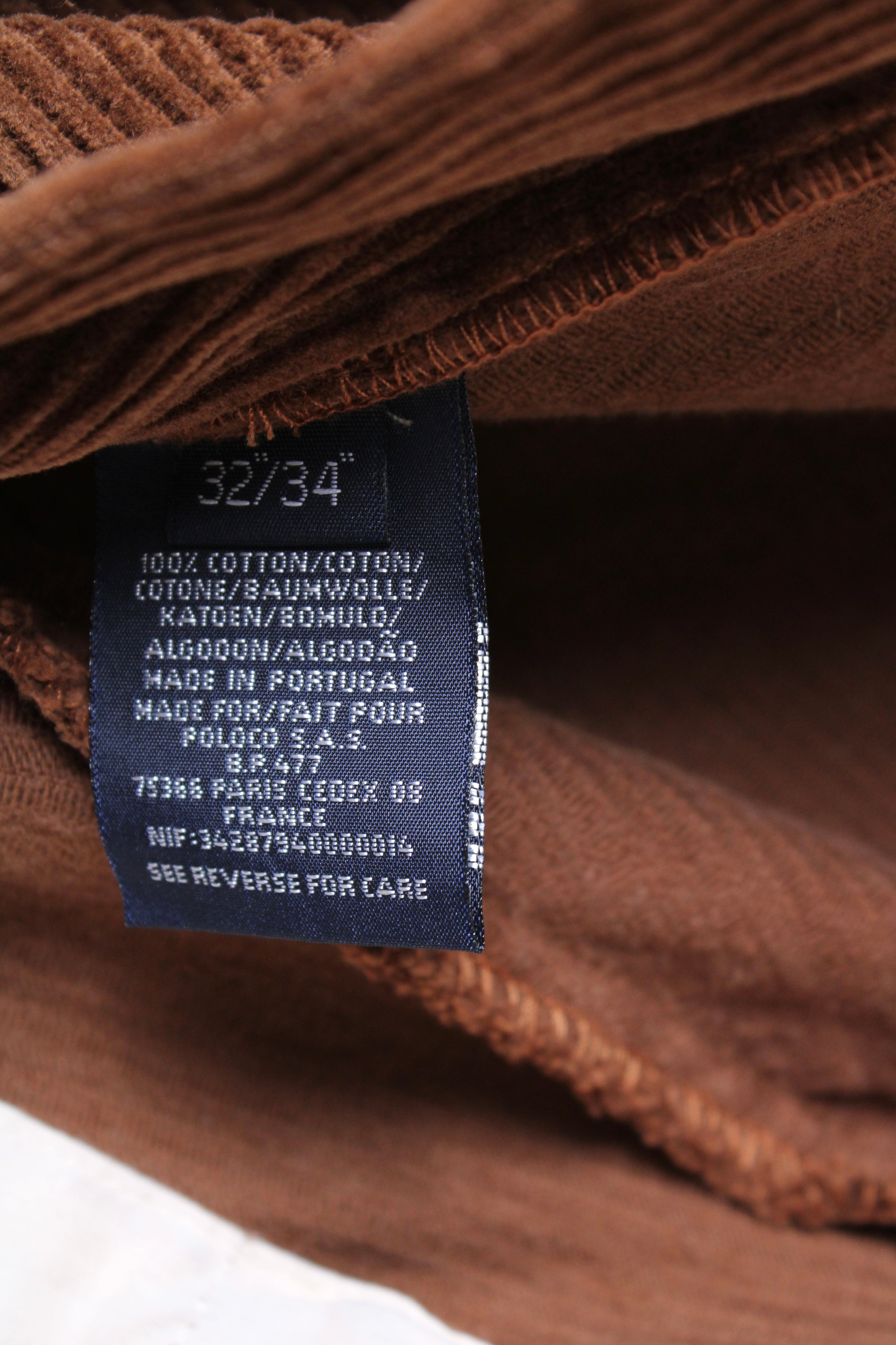 RALPH LAUREN CORDUROY PANTS BROWN - W32