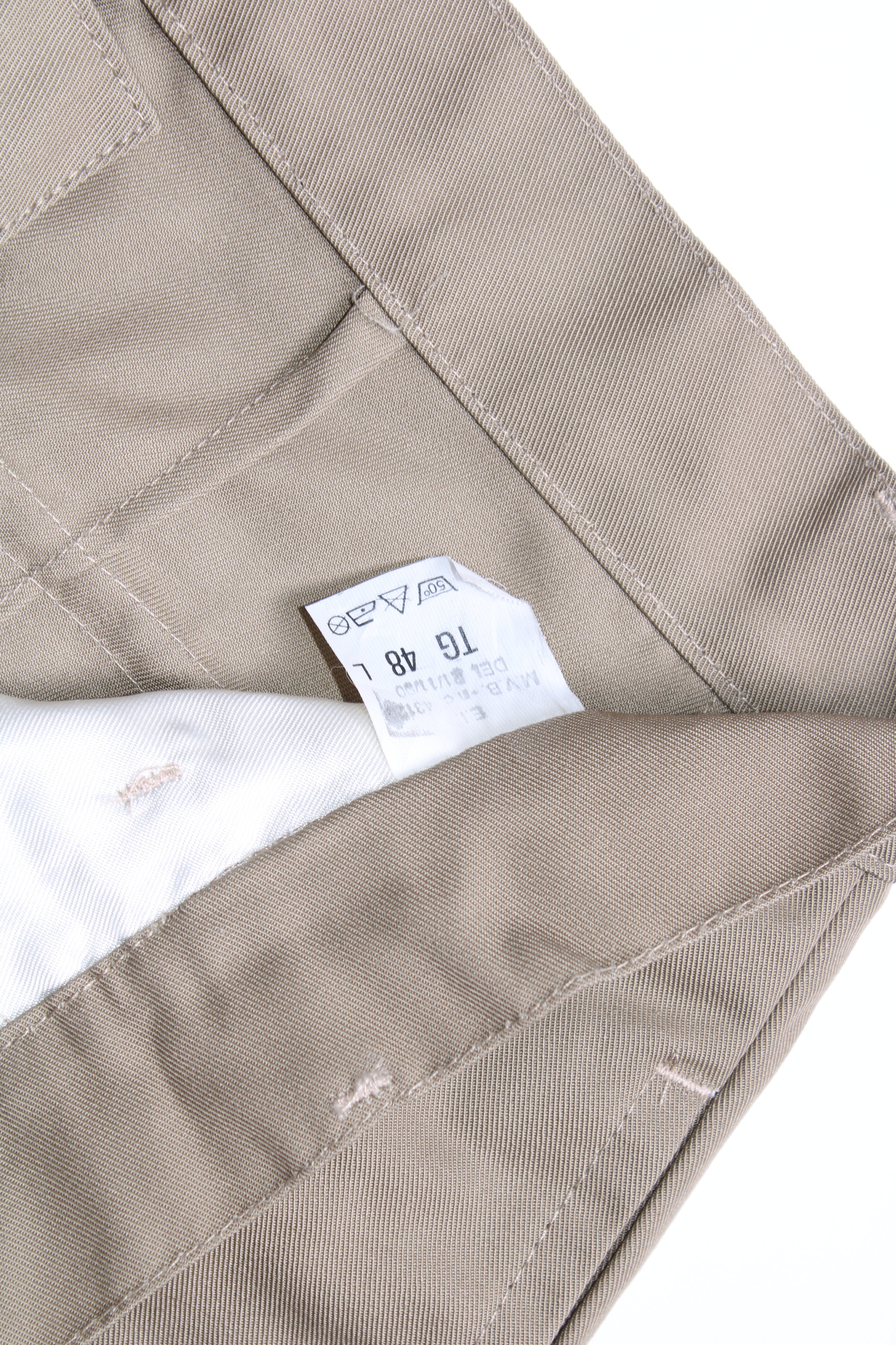 ITALIAN ARMY VINTAGE SUMMER UNIFORM PLEATED SHORTS BEIGE