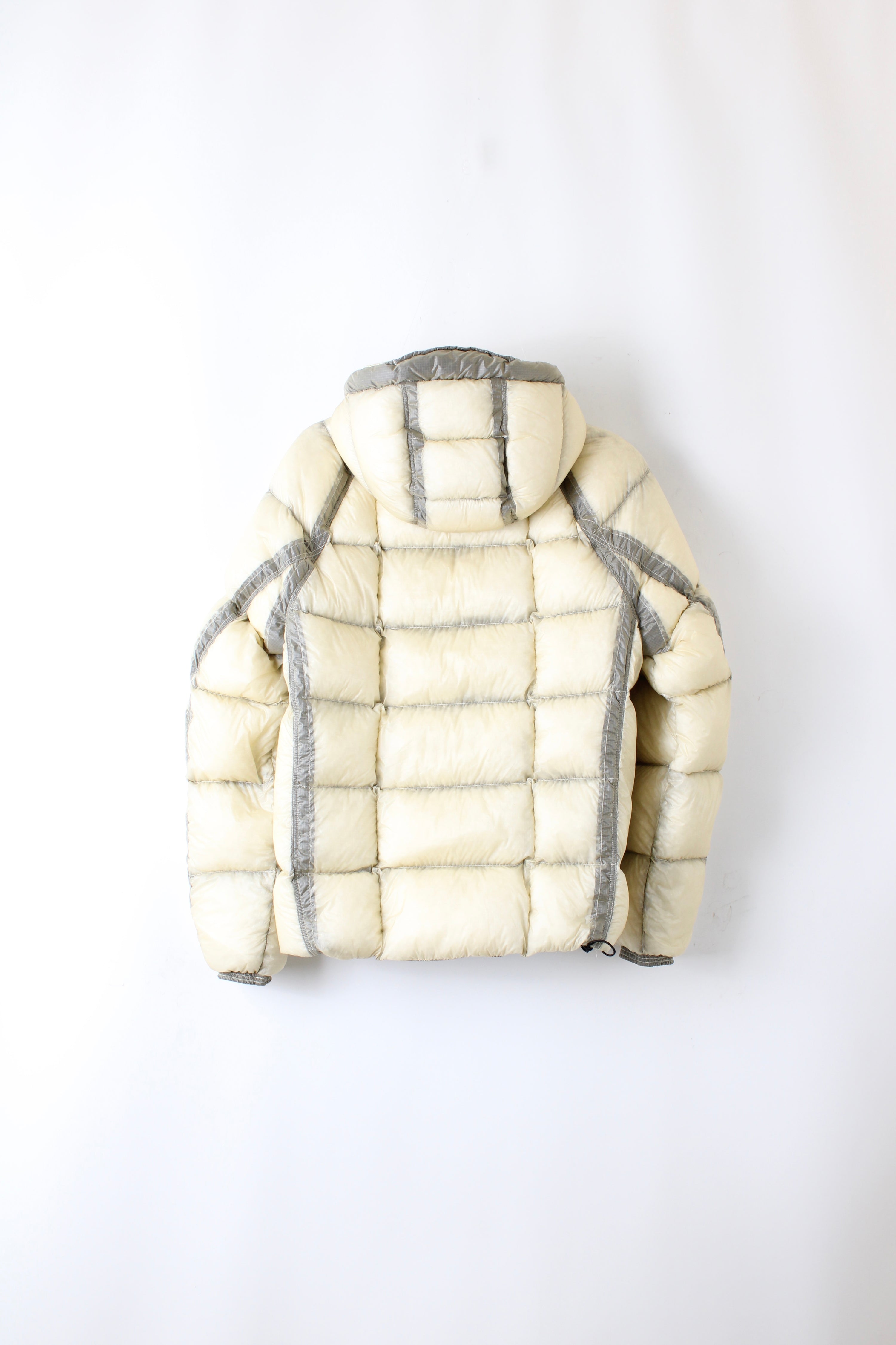 CP COMPANY DD SHELL HOODED DOWN PUFFER JACKET GAUZE WHITE - SMALL