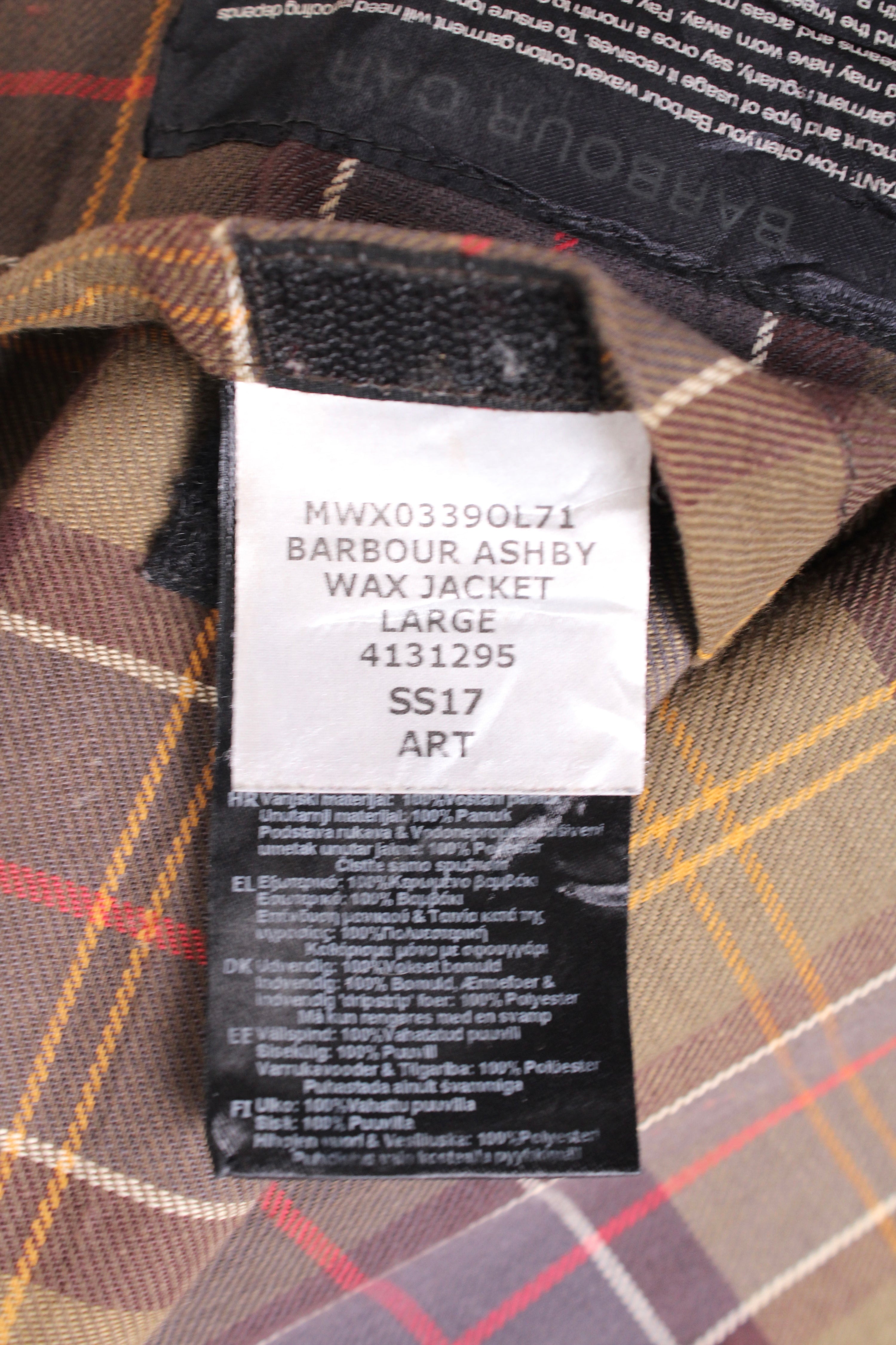 BARBOUR ASHBY WAX JACKET GREEN - L