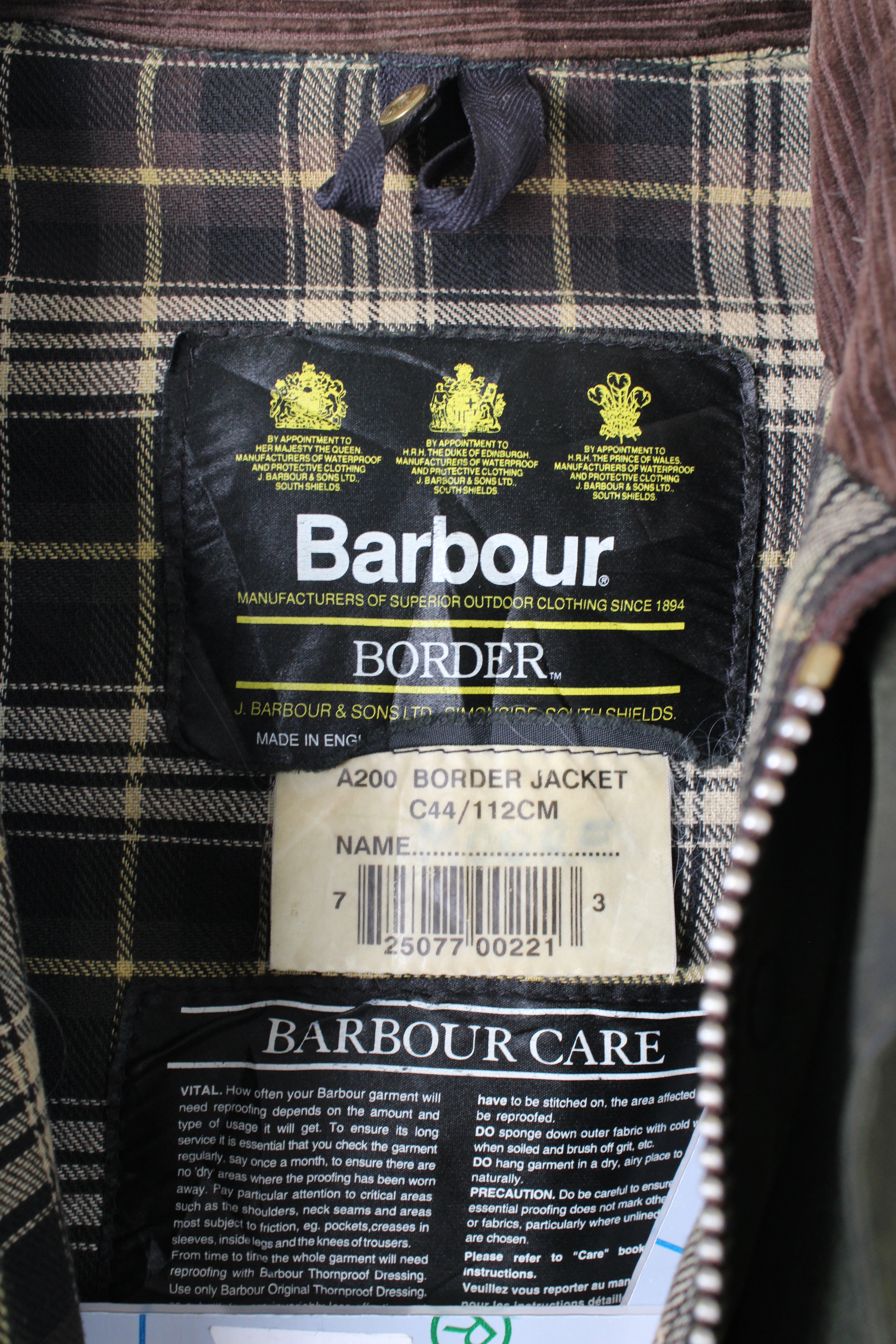 BARBOUR BORDER WAX JACKET GREEN - L/XL