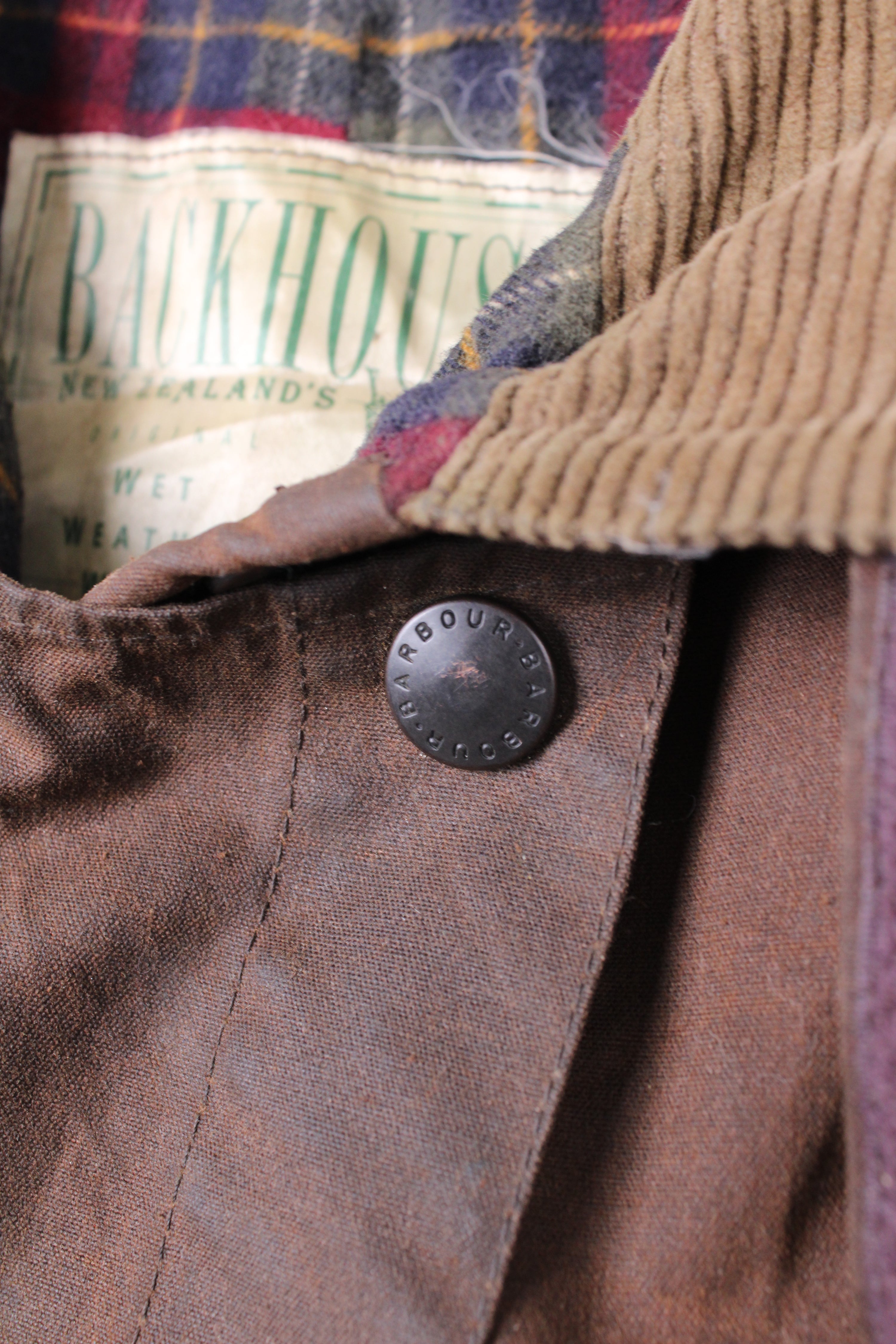 BARBOUR BACKHOUSE STOCKMAN WAX JACKET BROWN - L/XL