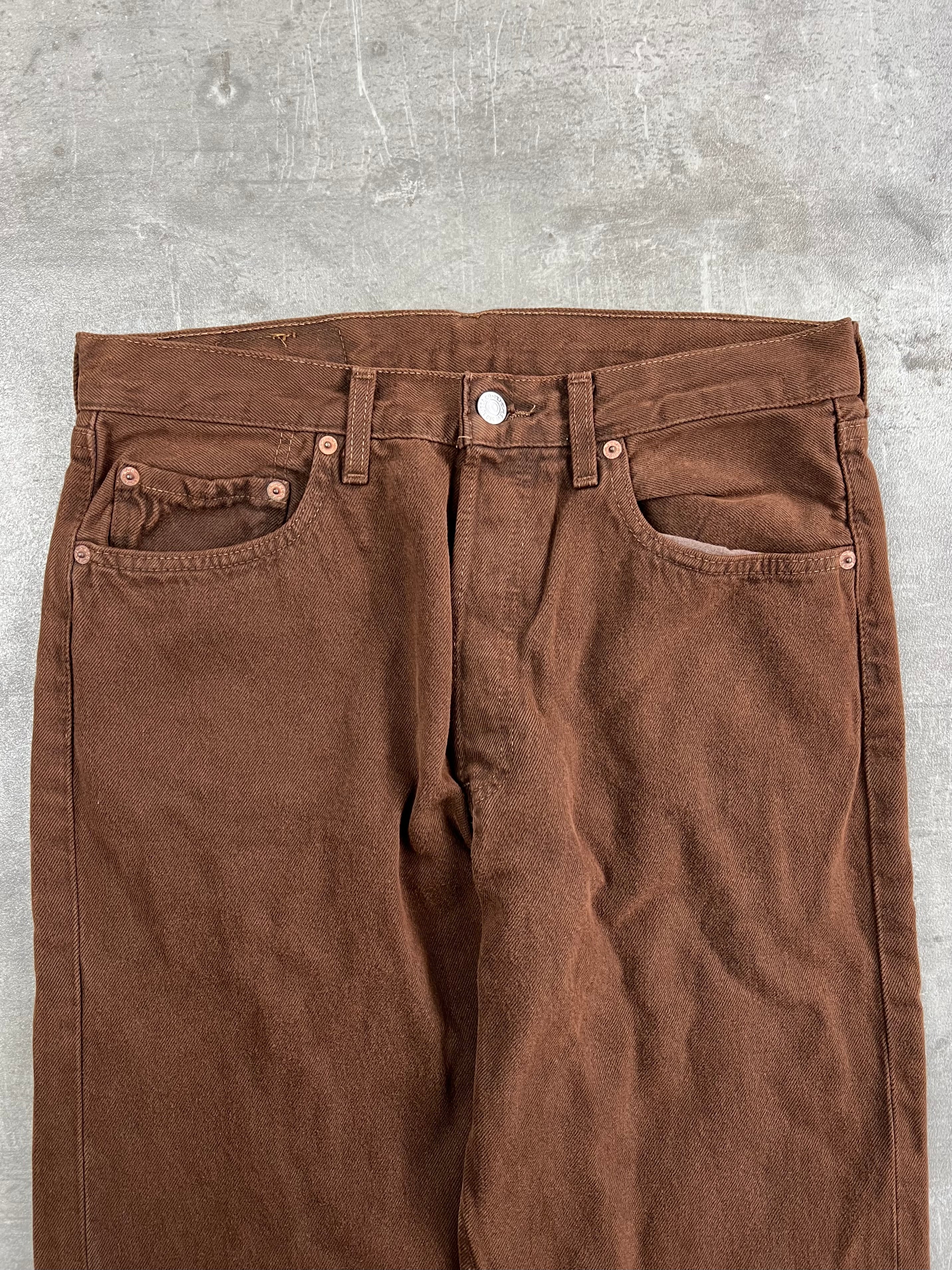 LEVIS 501 JEANS BROWN DENIM MADE IN FRANCE - 32X36