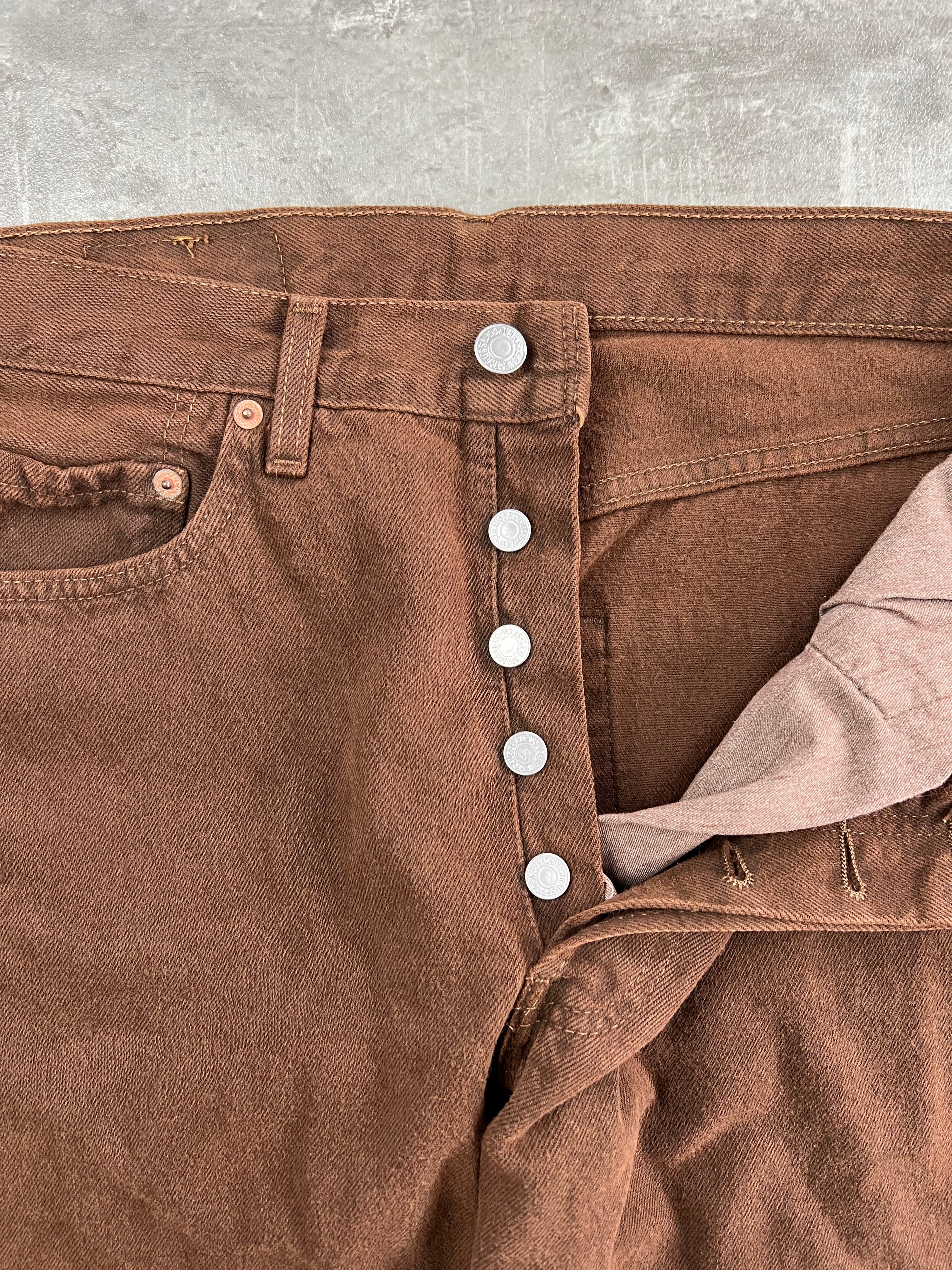 LEVIS 501 JEANS BROWN DENIM MADE IN FRANCE - 32X36