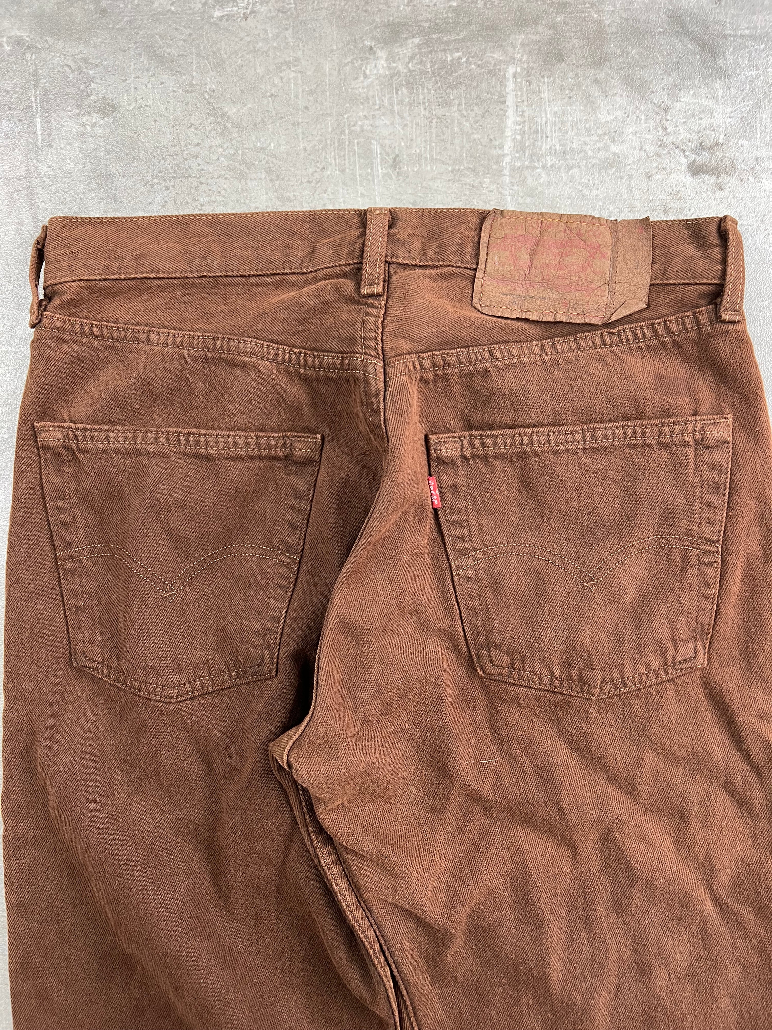 LEVIS 501 JEANS BROWN DENIM MADE IN FRANCE - 32X36