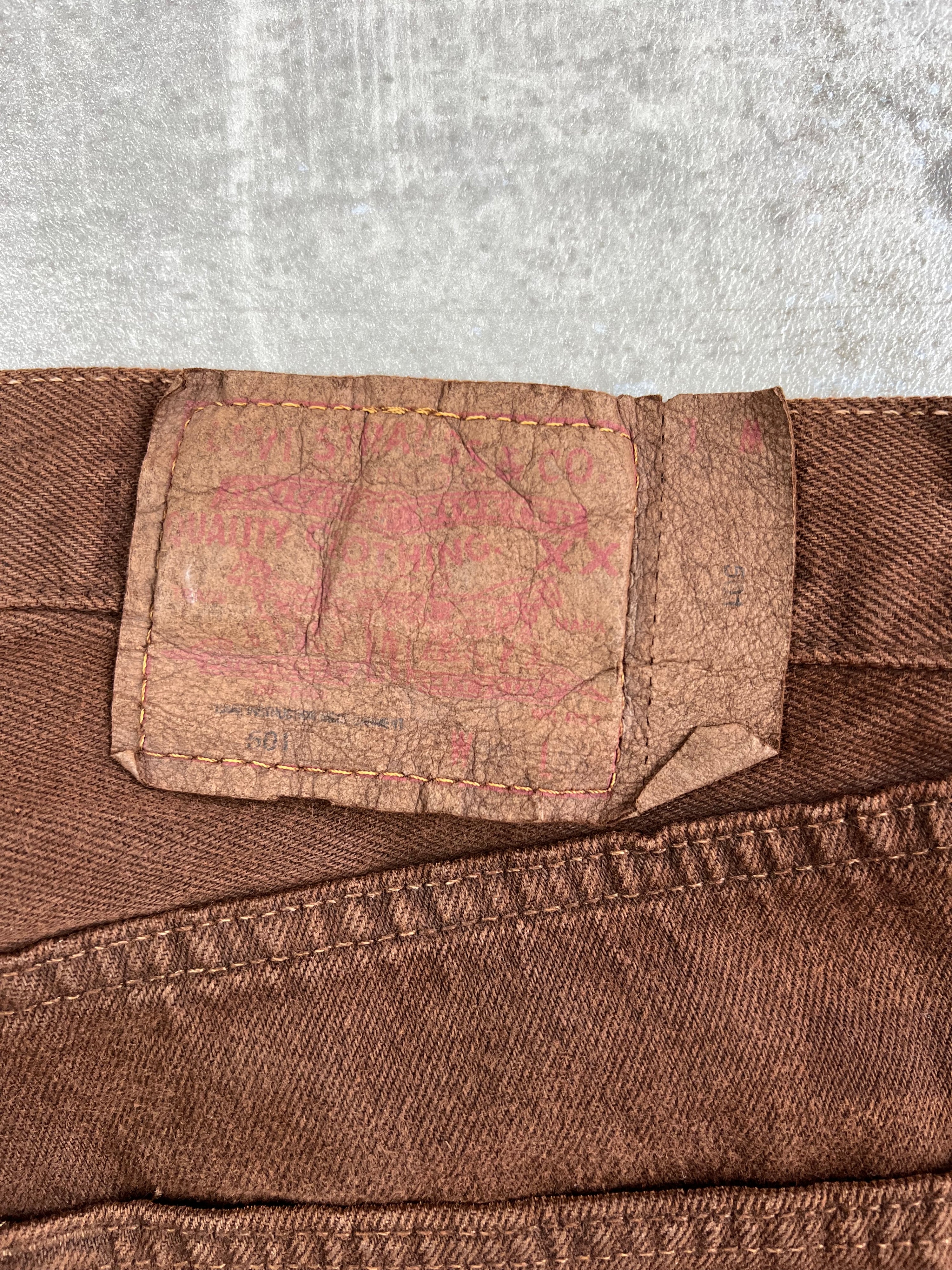 LEVIS 501 JEANS BROWN DENIM MADE IN FRANCE - 32X36