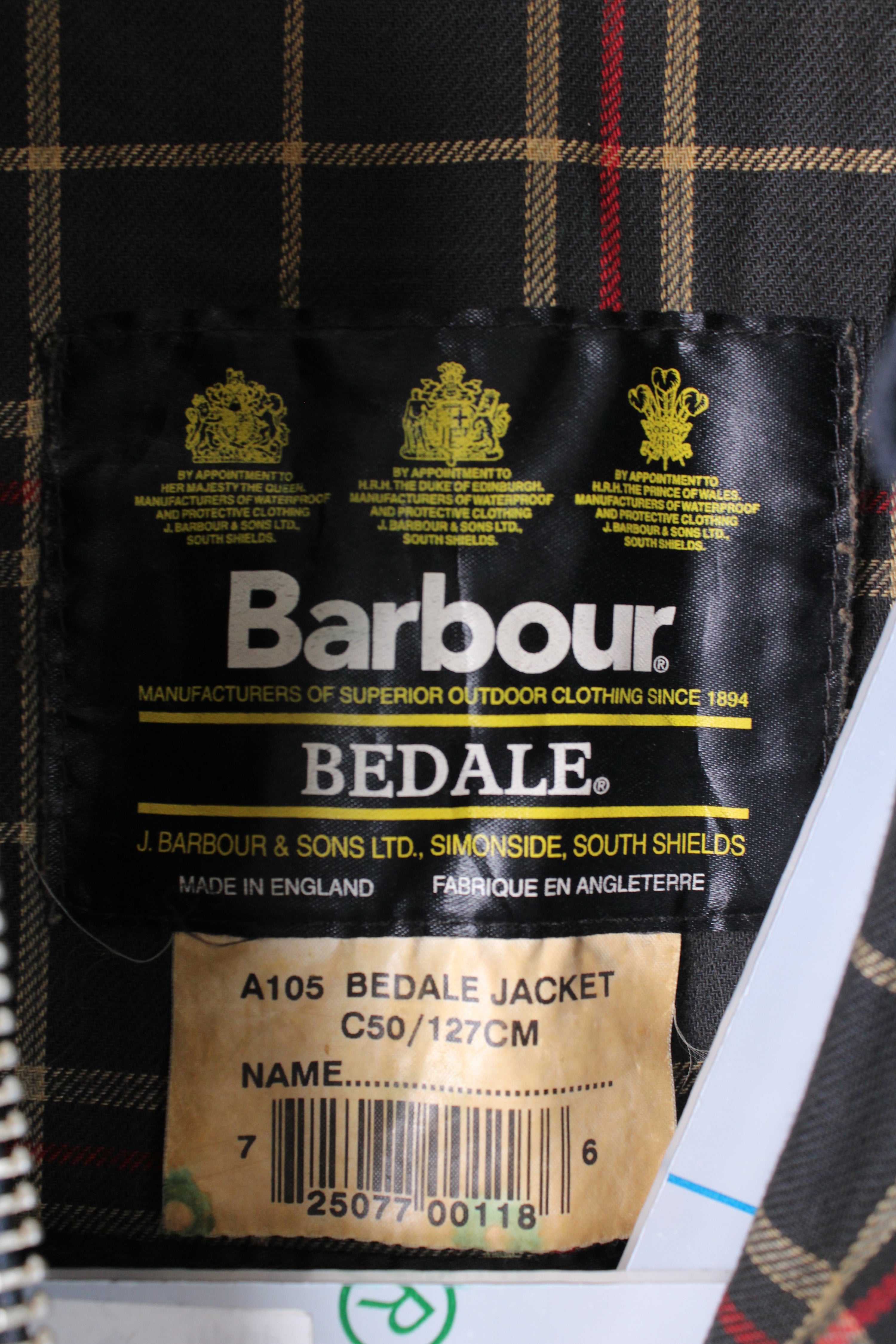 BARBOUR BEDALE WAX JACKET BLUE - XL/XXL